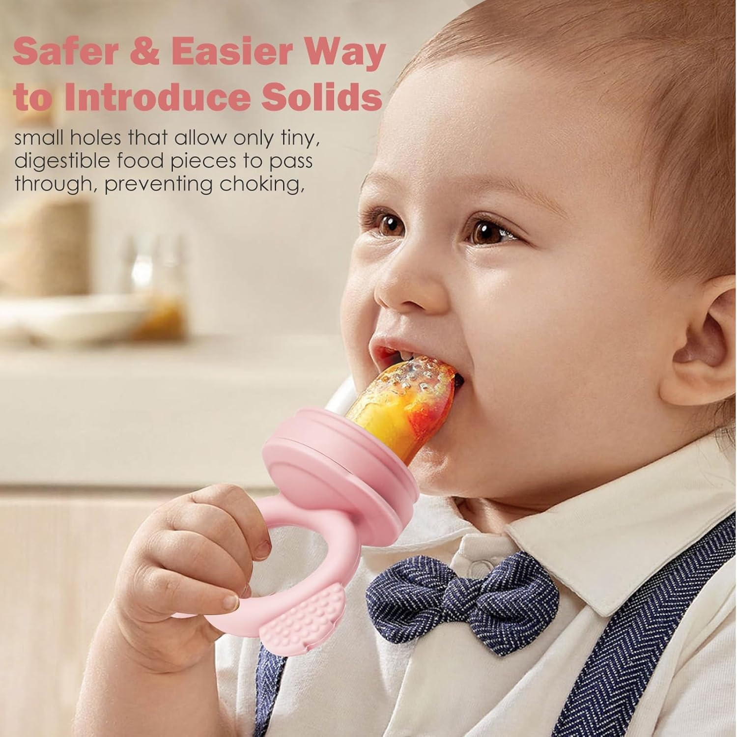 Silicone Baby Fruit Food Feeder & Freezer Nibbletray Set &ndash; Breastmilk Popsicle Molds for Baby Teething Relief, Fresh Food Feeder for Safe Infant Self Feeding BPA Free image number 5