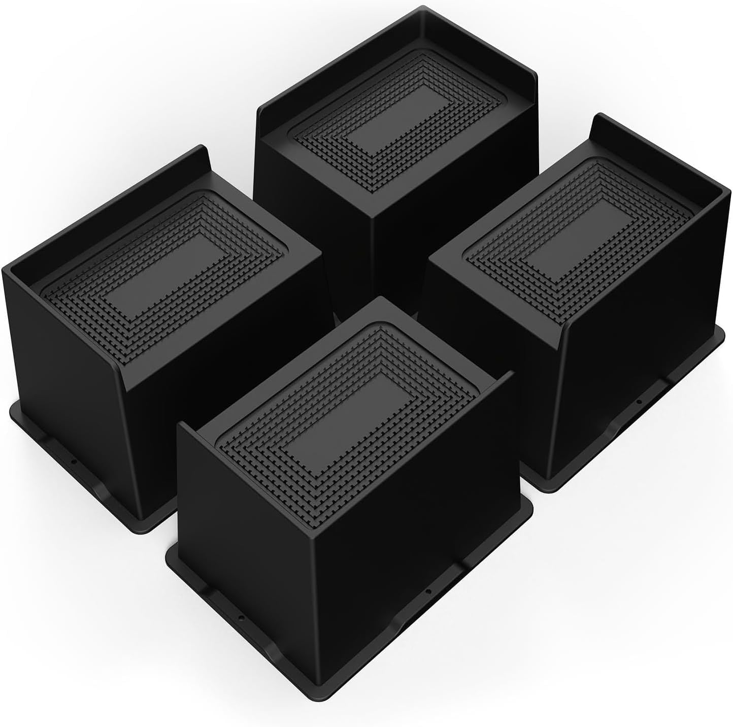 MQFORU Bed Risers 5 Inch Heavy Duty, Oversided Furniture Risers Supports up to 6,000 Lbs, Sofa Risers for Desk, Table, Couch, Black, Pack of 4 image number 1