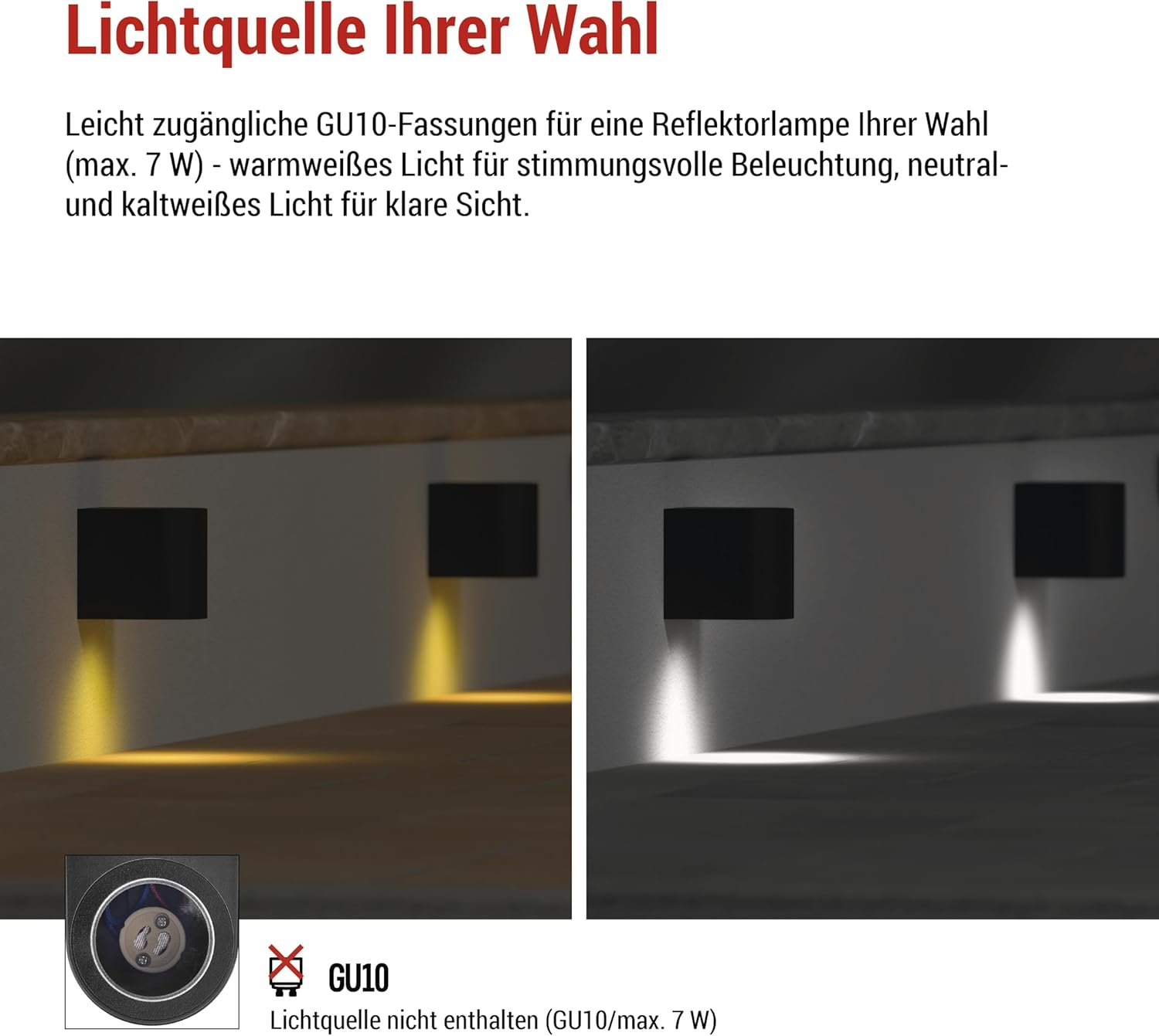 EMOS - Oculus Outdoor Wall Light for Home and Garden with 1 X GU10 Socket - Waterproof Garden Lighting for 1 Reflector Bulb Max. 35 W - Body with Plastic Housing for Mounting image number 3