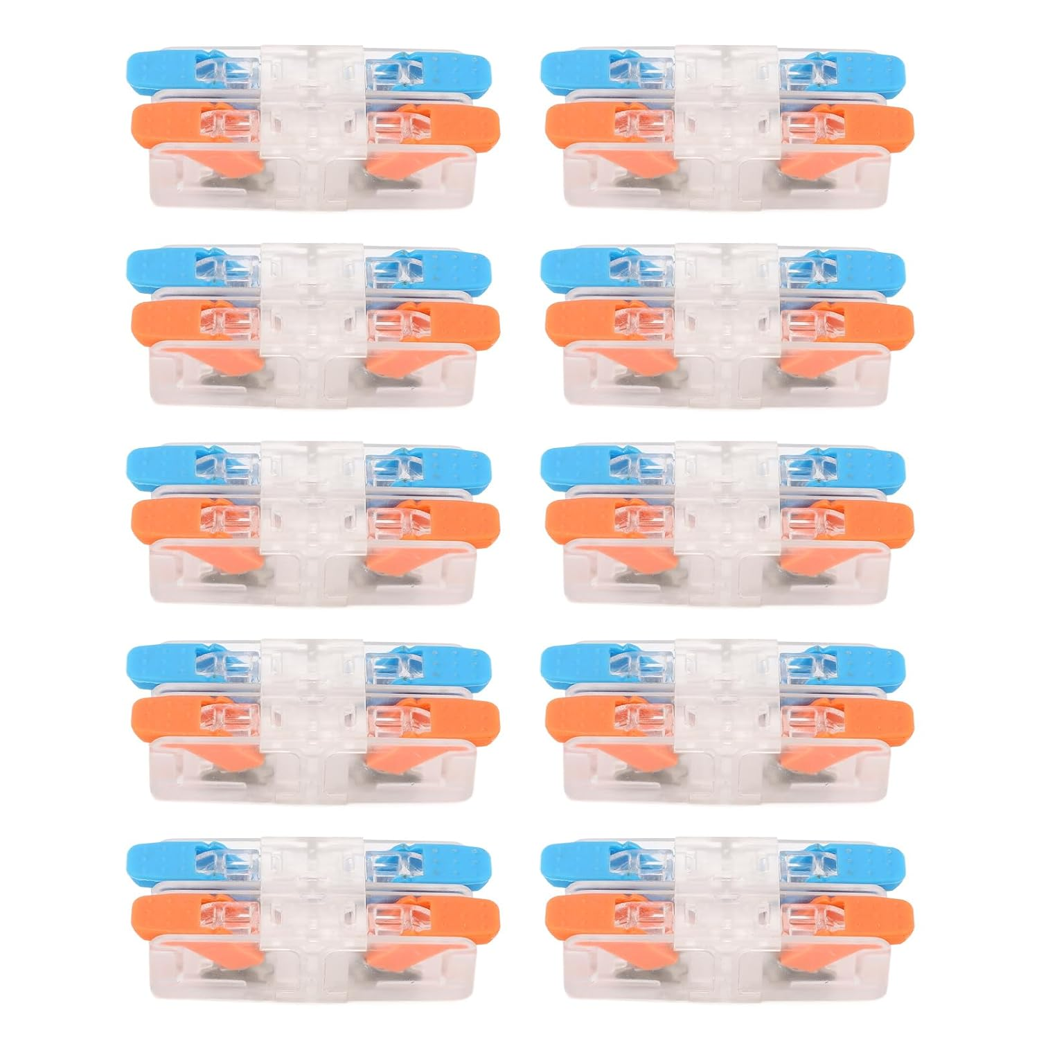 10 Pack Compact Electrical Wire Connectors, 2 in 2 Out Lever Wire Splices, Transparent Body, 41A 450V, Ideal for Circuit Inline Splicing Butt image number 5