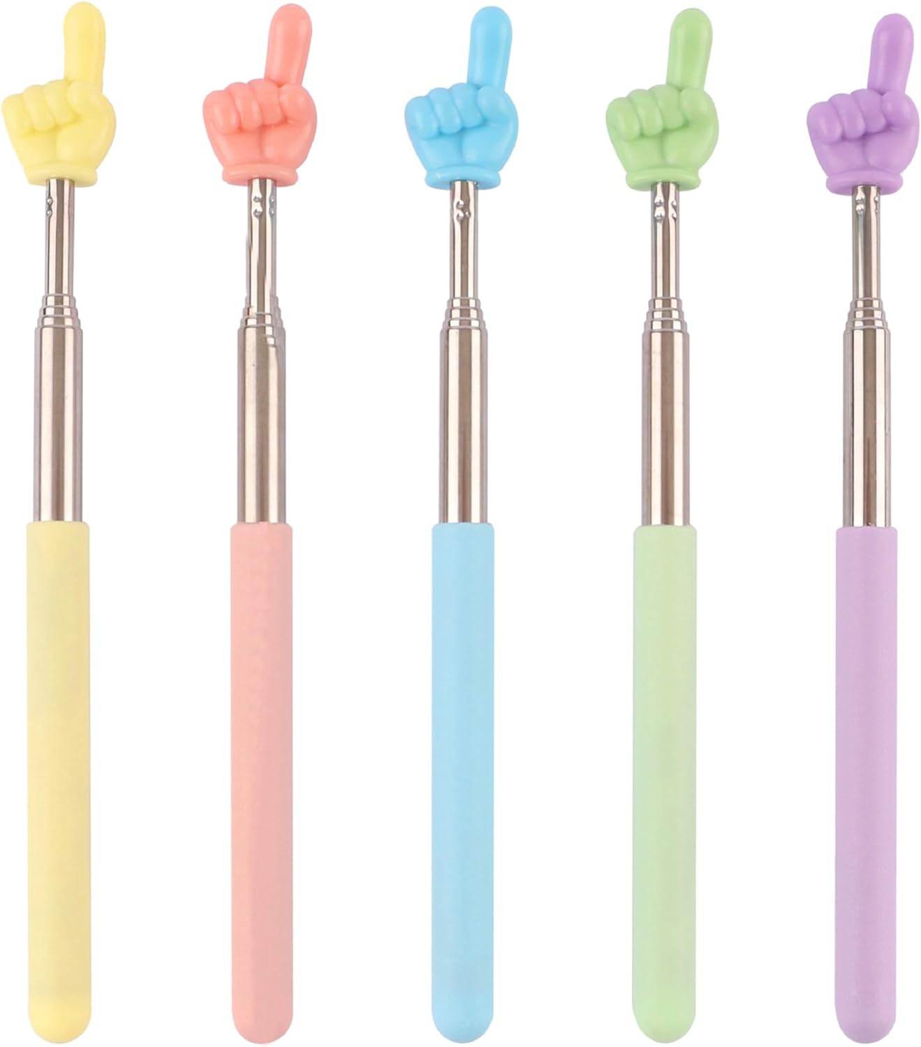 5 Pcs Telescopic Teachers Pointer, Hand Pointer Finger Pointer Stick, Retractable Classroom Whiteboard Pointer for Elementary School image number 2