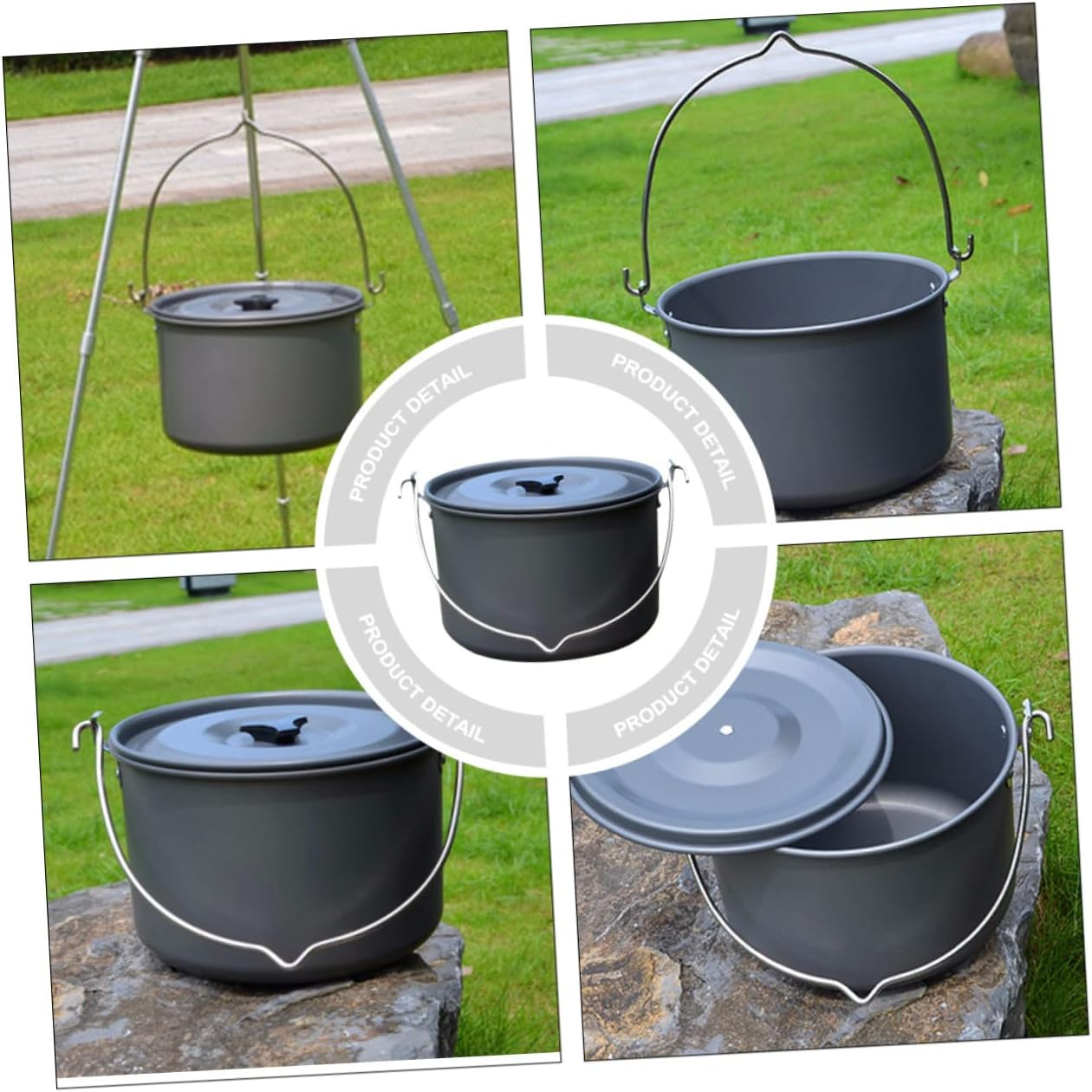 Capacity Hanging Pot Picnic Cookware Lightweight Camping Pot Outdoor Tableware Accessories for Camping Cooking Utensils