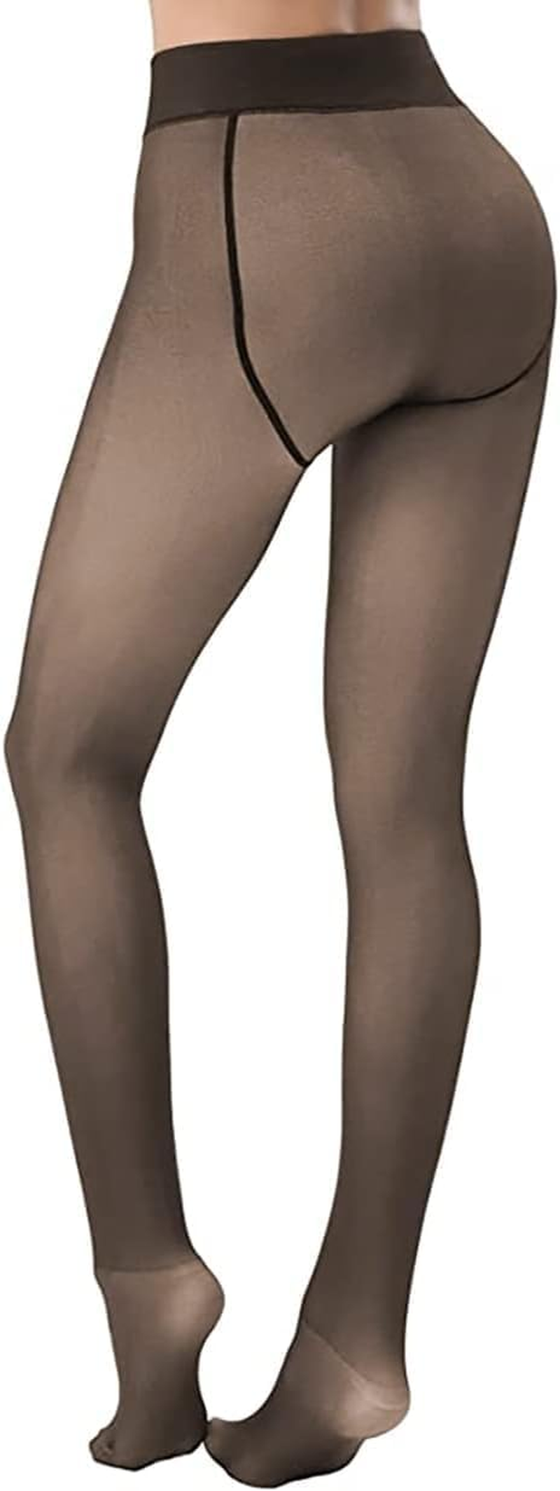 Delcast Women Fleece Lined Tights-Warm Fake Translucent Tights High Waist Pantyhose Sheer Thick Warm Leggings for Women