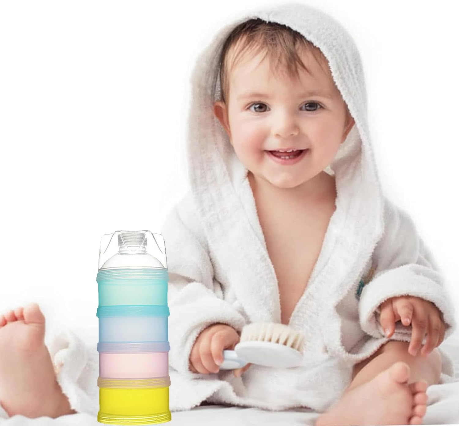 2 PCS 4 Layers Baby Milk Powder Dispenser, Milk Powder Pots,Food Storage Tank, Candy Storage Tank, Formula Dispenser Portable Milk Powder Formula Dispenser Container Pot Box Milk Cans Snack Storage Box for Travel (Four-Color) image number 3