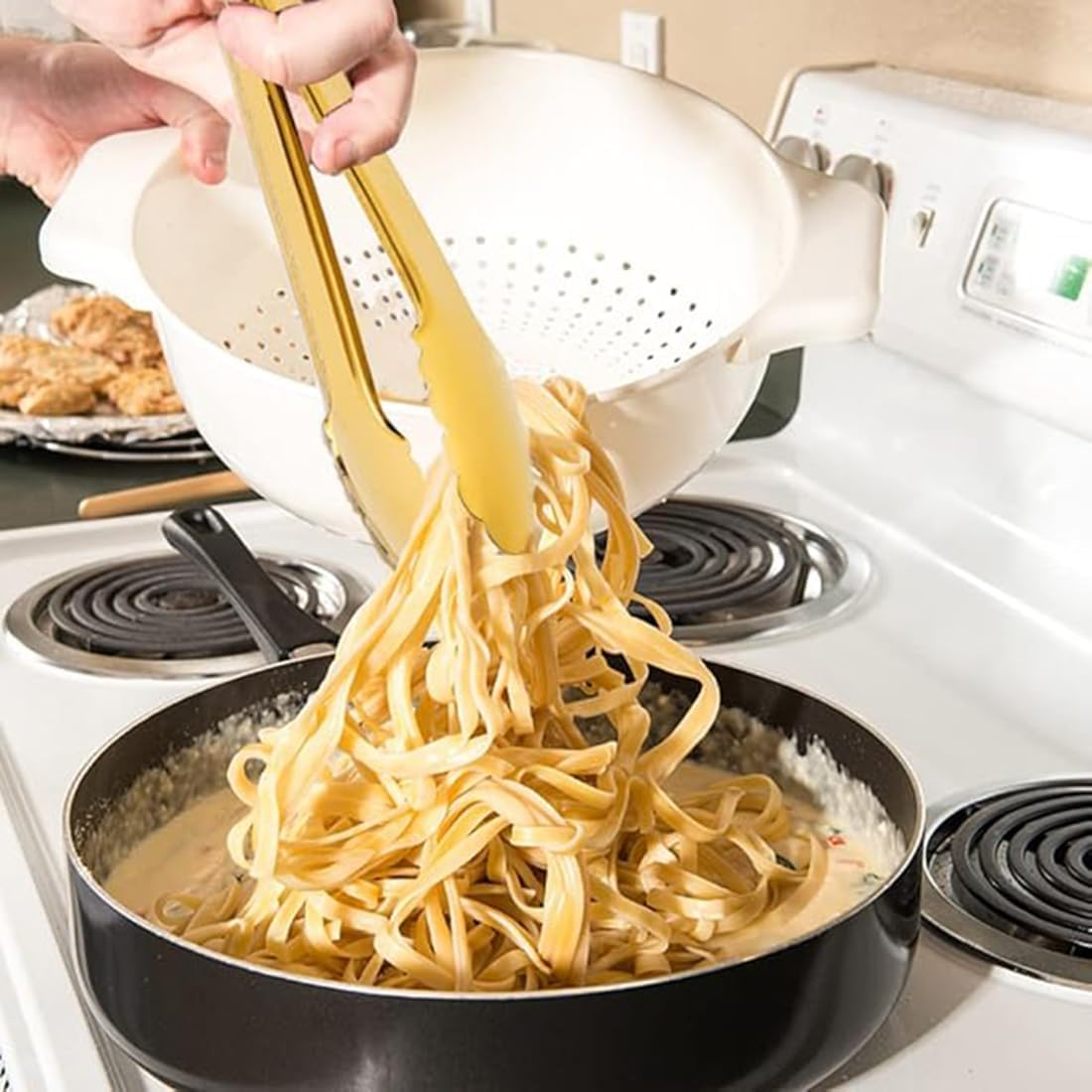 2 Pack Gold Serving Tongs, 9.5Inch Gold Serving Tongs Barbecue Food Tongs Buffet Tongs, Non-Slip & Easy Grip Gold Serving Utensils Salad Tongs for Kitchen Restaurant image number 6