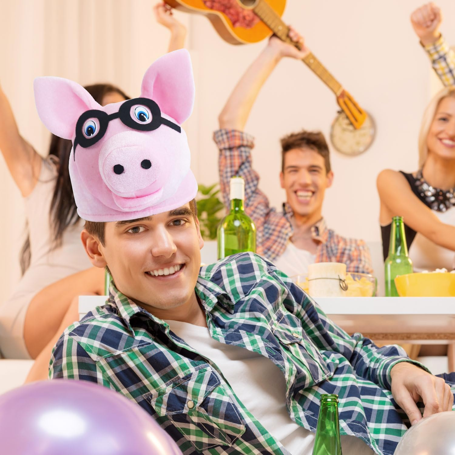 Piggy Costume Hats. Handmade Funny Pig Costume Partyhat. One Size Fits Most Costume Headwear.