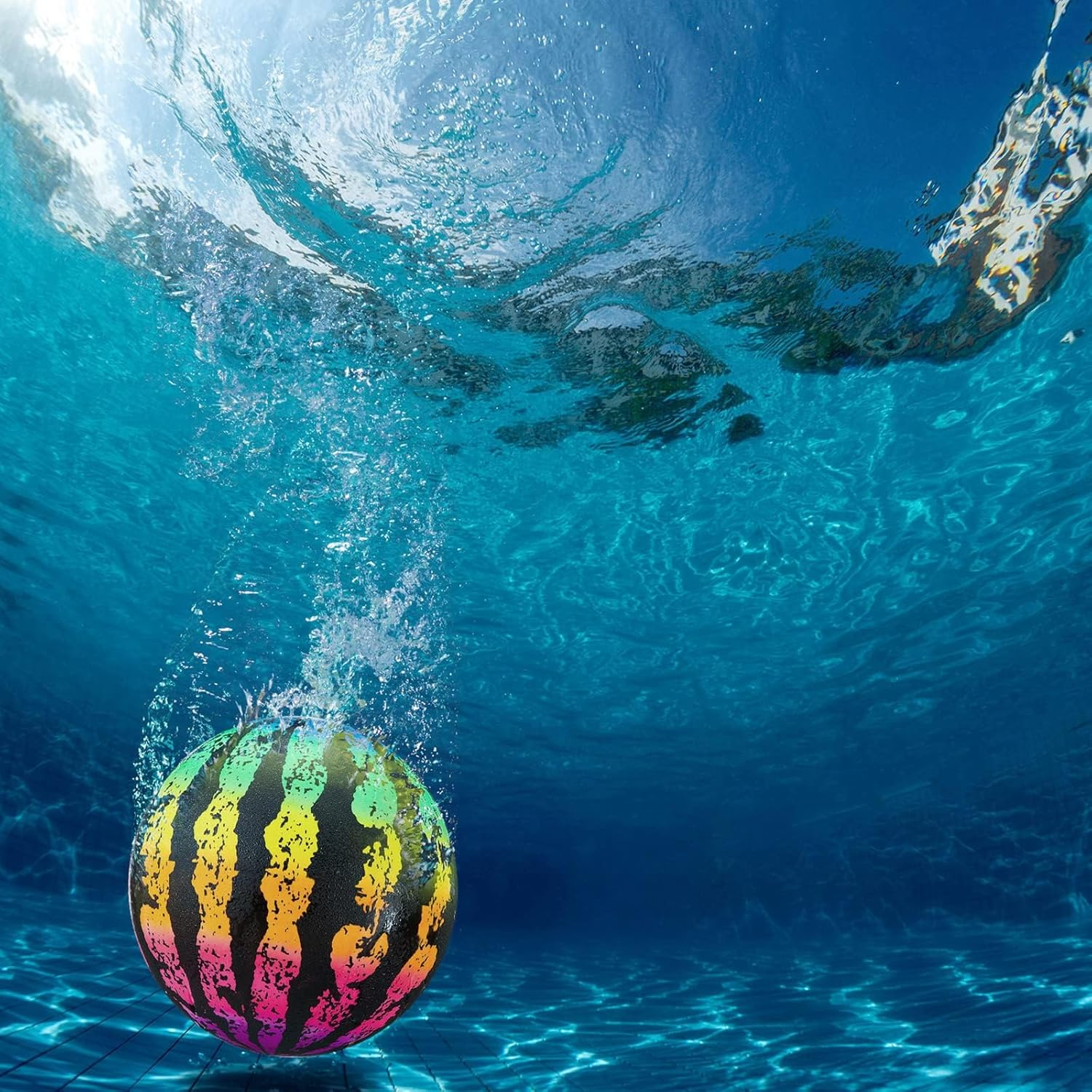 Swimming Pool Gaming Ball 9 Inch Underwater Pool Toy Ball with Hose Adapter, for under Water Passing, Dribbling, Diving, Pool Game for Teen Adult(Gradient Style) image number 4