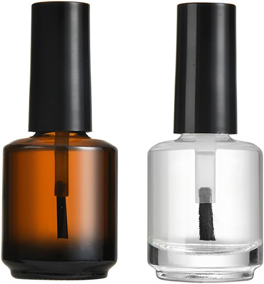 LJJCSFF 2 Pcs 15Ml Empty Nail Polish Bottle with Brush Cylindrical Glass Bottle Nail Polish Vial Container for DIY Nail Art image number 3