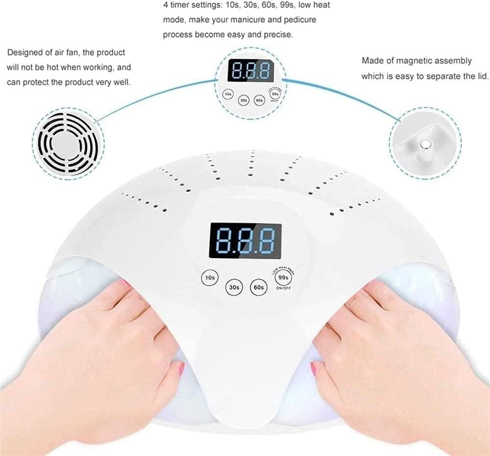 LED Nail Lamp,Nail Dryer, UV Nail Lamp with 4 Timers Settings for Two Hands, Automatic Sensor for Portable Handle Gel Nail UV Light(Pink) - Pink image number 2