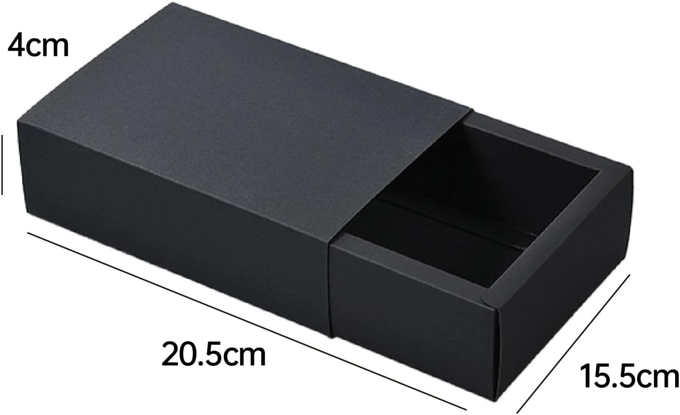AIMALL 25-Pack Black Kraft Paper Drawer Boxes, Elegant Jewelry and Gift Packaging, Sizes up to 11.22X3.94X2.36 Inches image number 5