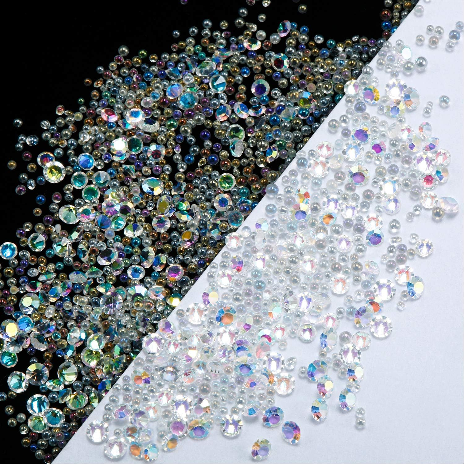 6 Bottles Micro Caviar Beads Pixie Gravel Diamonds Stone Crystal Rhinestones Nail Decorations for DIY 3D (Clear, AB Color, Rose Gold, Silver, Red, Black) - Ab Color image number 4