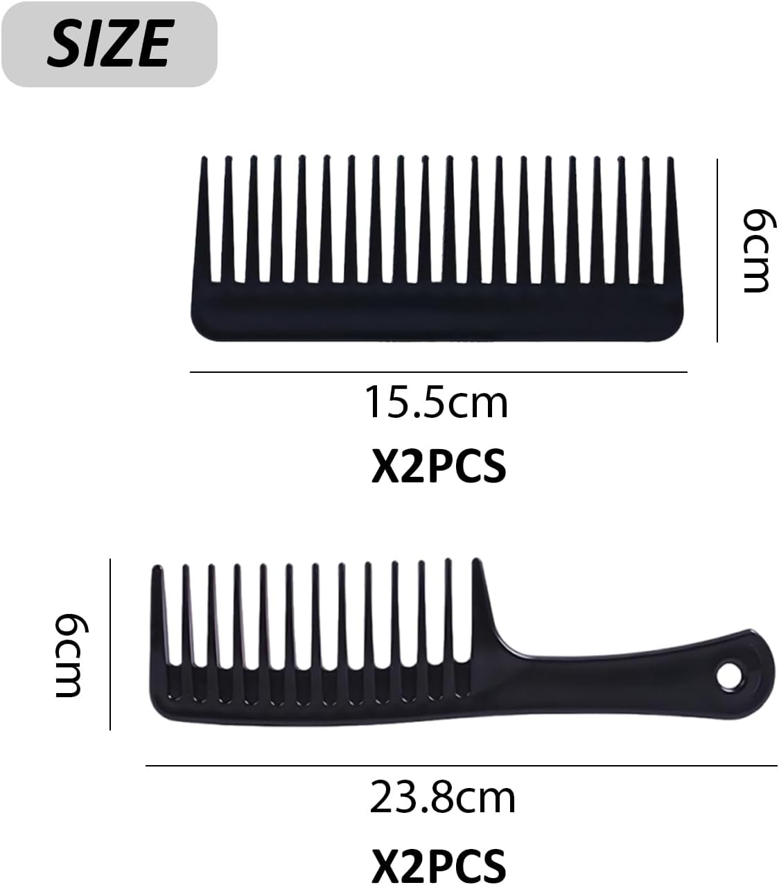 Pack of 4 Wide Teeth Combs, Plastic Combs, Hair Styling Tools, Hairdressing Tools, Lightweight and Durable Combs, Suitable for Home and Hairdressing Salon image number 5