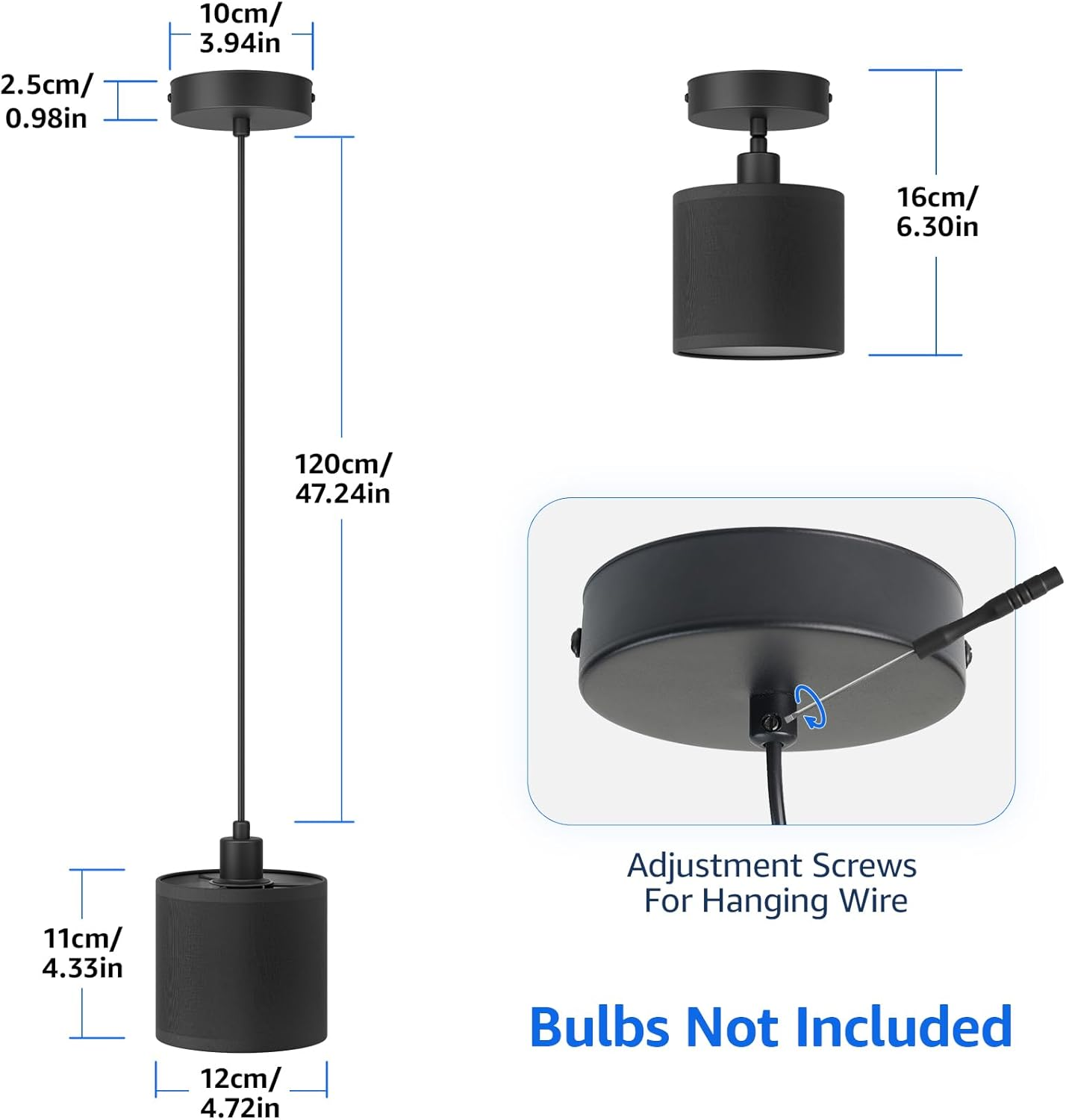 Klighten 2 X E14 Pendant Light, Height Adjustable, Modern Design, Simple Hanging Lamp for Dining Table, Bedroom, Kitchen, 40 W Max, Bulb Not Included, Black image number 1