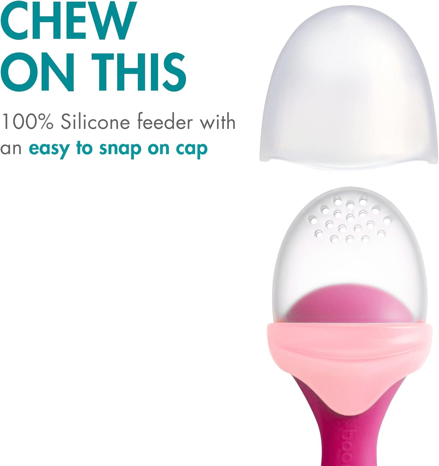 Boon Pulp Silicone Baby Feeder &mdash; 1 Count &mdash; Pink and Blush &mdash; Soft Silicone Vegetable and Fruit Feeders &mdash; Teething Baby Essentials image number 1