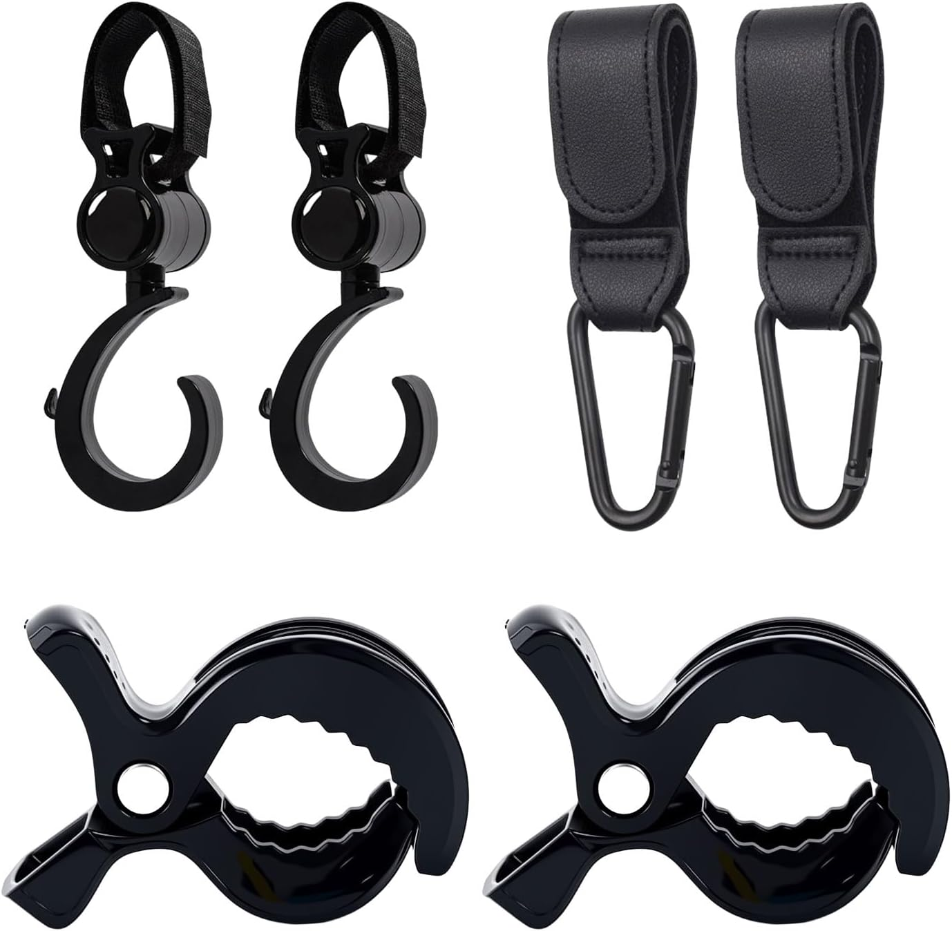 6 Pcs Pram Clips, Multi-Purpose Pram Hooks, Pram Accessories, Special Hook for Strollers, Baby Stroller Clip, Used for Hanging Shopping Handbags and Diaper Bags to Prevent Them from Falling image number 3