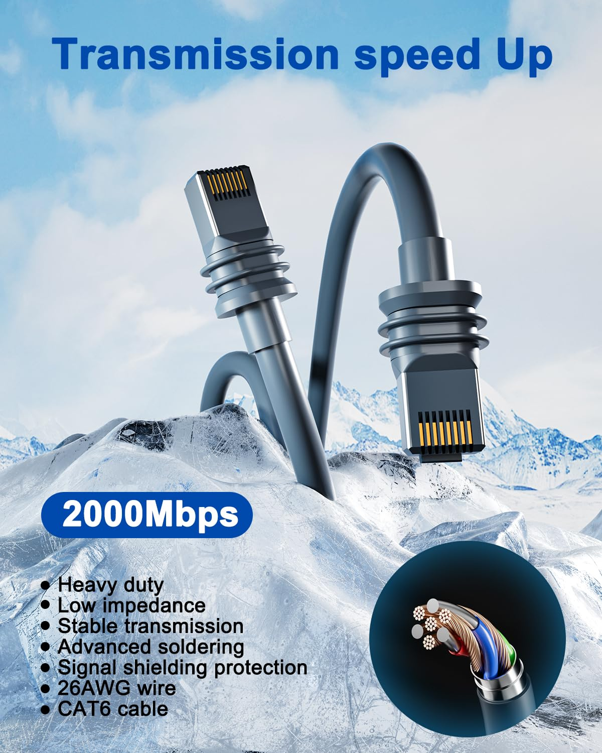 Starlink Cable Gen3 30M/100FT, CMX CMR Rated 26AWG Starlink Replacement Cable 2000Mbps, Starlink Rectangular Satellite Cable, Starlink Extension Cable, Starlink Ethernet Cable for Outdoor Indoor image number 1