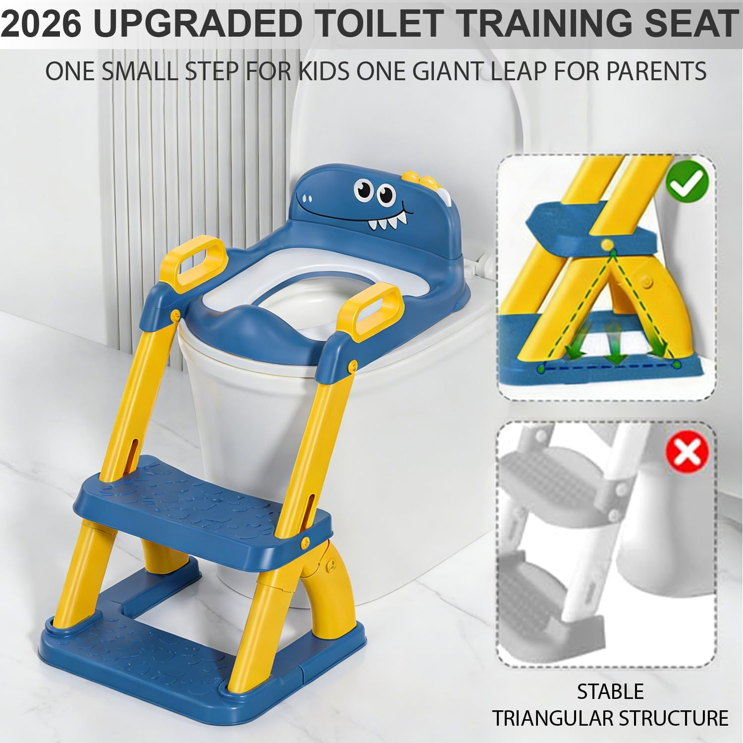 Potty Training Seat with Step Stool Ladder,Potty Training Toilet for Kids Boys Girls,Toddlers-Comfortable Safe Potty Seat with Anti-Slip Pads Ladder (Azure Blue)