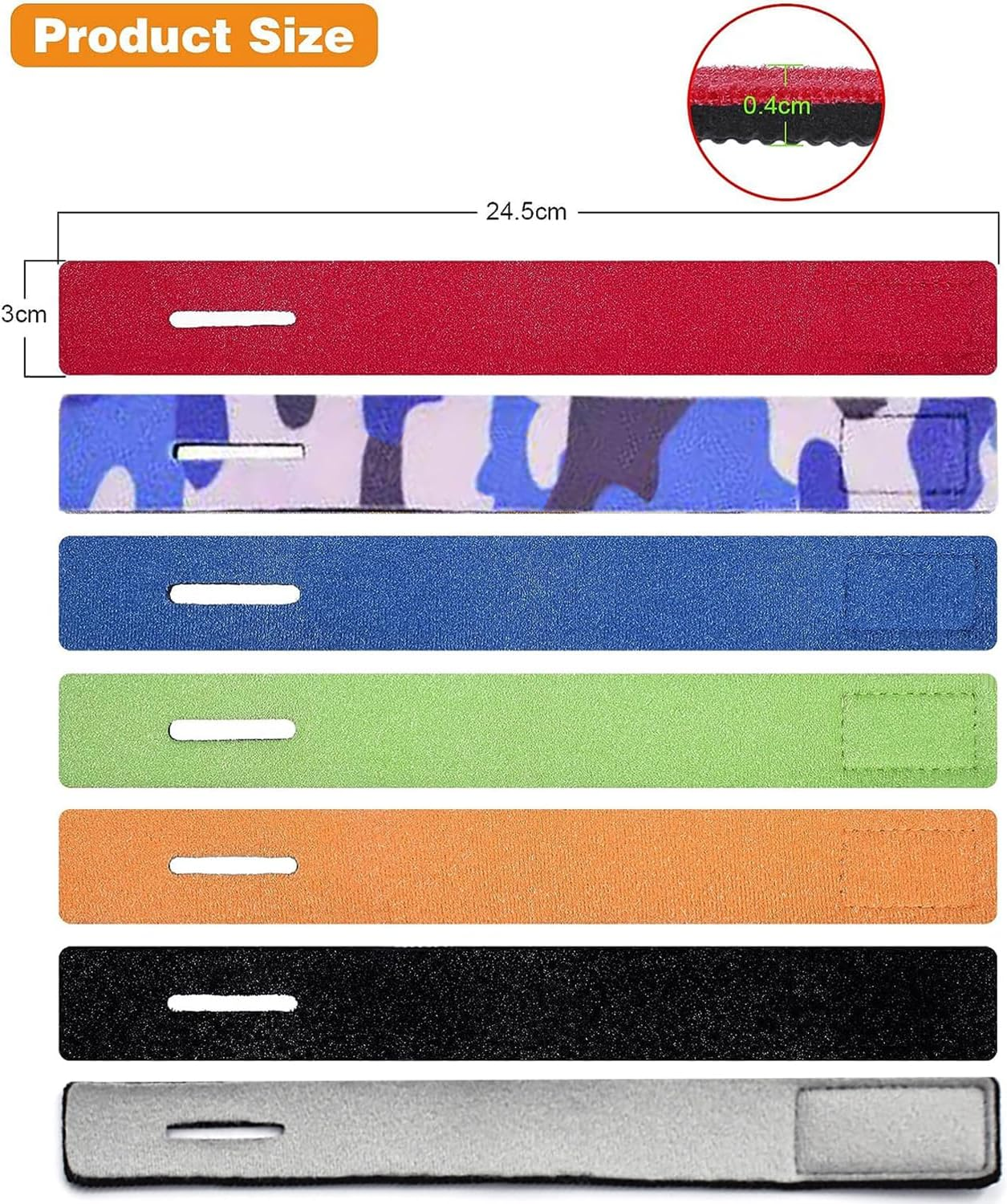 Fishing Rod Belts Ties, Adjustable Fishing Rod Straps, Elastic Bandage Magic Bait Strap, Fishing Gear Supplies, Pack of 8 - Black image number 5