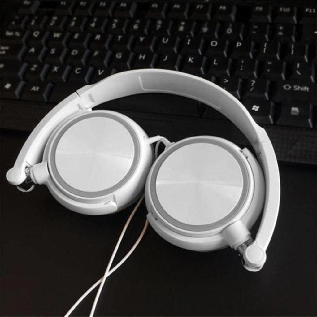 Folding Computer Headset Sound Stereo Adjustable Gaming Calling Earphs Soft Earpads On-Ear Headphs, White image number 2