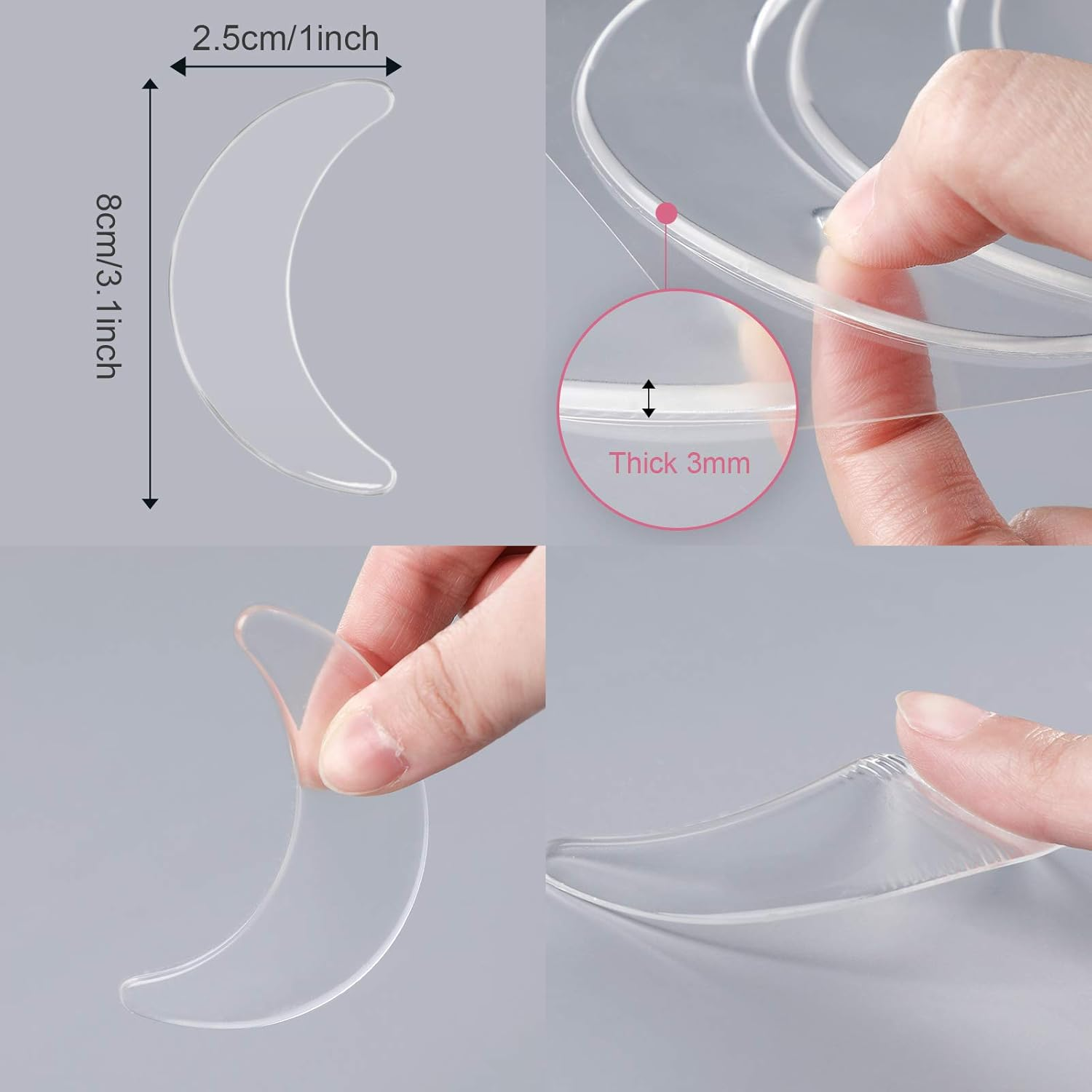 Syhood 12 Pieces Silicone Eye Wrinkle Pads anti Aging Silicone Pads Reusable Reduce Skin Wrinkles under Eye Patches Cleavage for Mouth and Eyes(Transparent)