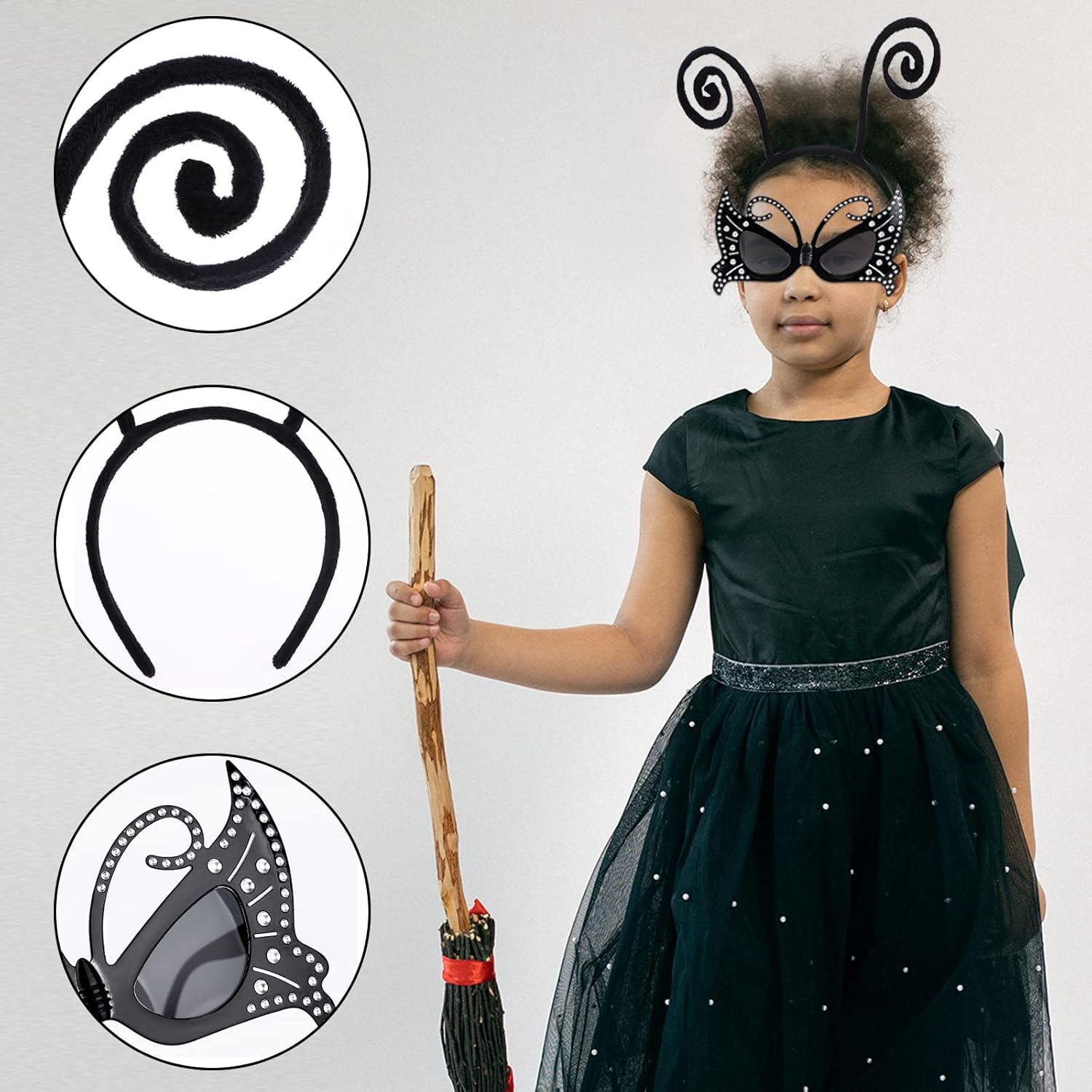 2 Pack Butterfly Antenna Headband and Black Eyeglasses Bug Antenna Headband Butterfly Costume Accessories image number 5