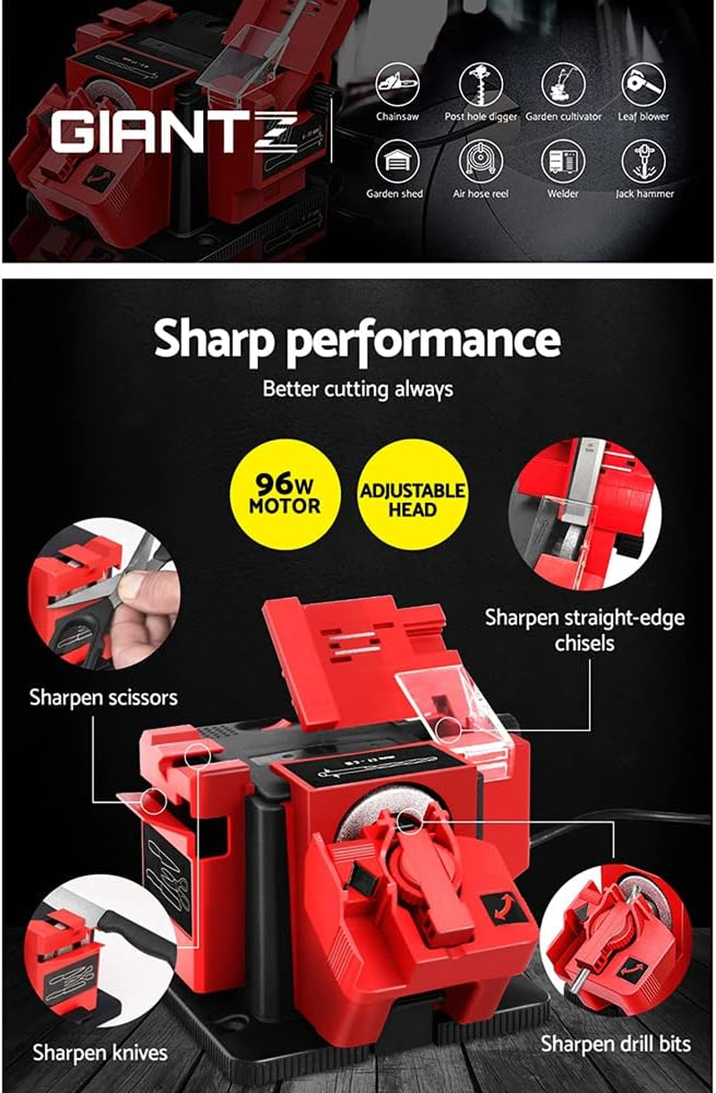 Giantz Tool Sharpener, 96W Electric Multi Tools Function Sharpeners Drill Bit Knife Scissors Chisel Sharpening Machine Equipment, Diamond Grinding Wheel Bench Mountable 20 X 18 X 16Cm image number 2