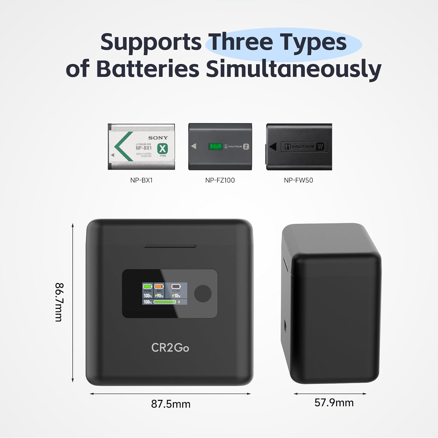 LIMETA NP-FZ100 NP-FW50 NP-BX1 Camera Battery Charger Set 90 Mins Full Charge Max 25W Type-C Input Compatible with Sony A9 A7III A7RIII Cyber-Shot DSC-RX100 Series with Built-In 10000Mah Power Bank