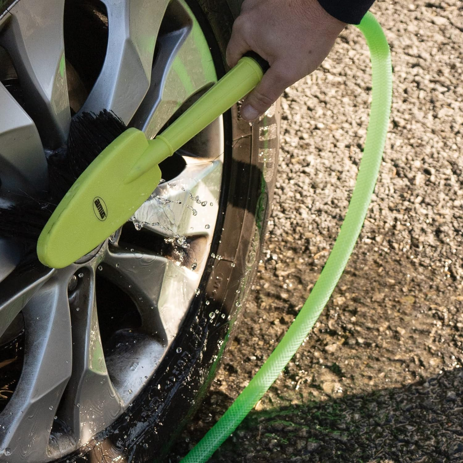 Amig - 150Mm Hose Brush with Soft Bristles for Sensitive Surfaces, Ideal for Hard to Reach Corners, ABS Plastic and Rubber, Pistachio Green
