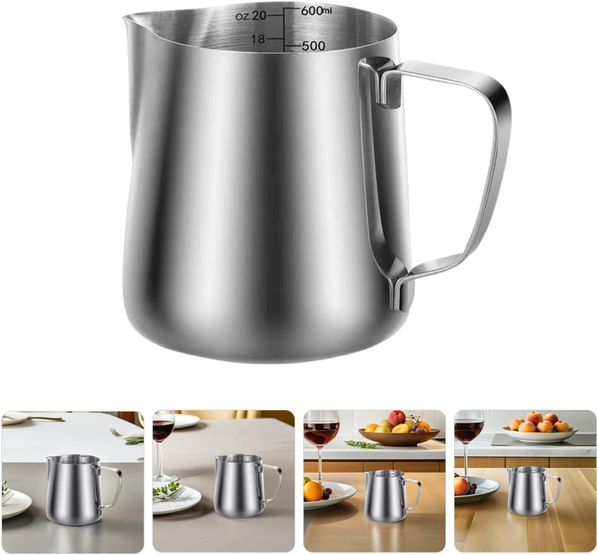 KICHOUSE Milk Frothing Pitcher Set Stainless Steel 350Ml 600Ml Espresso Milk Pitchers with Latte Art Pen Coffee Steaming Jug for Coffee Enthusiasts and Home Brewing image number 5