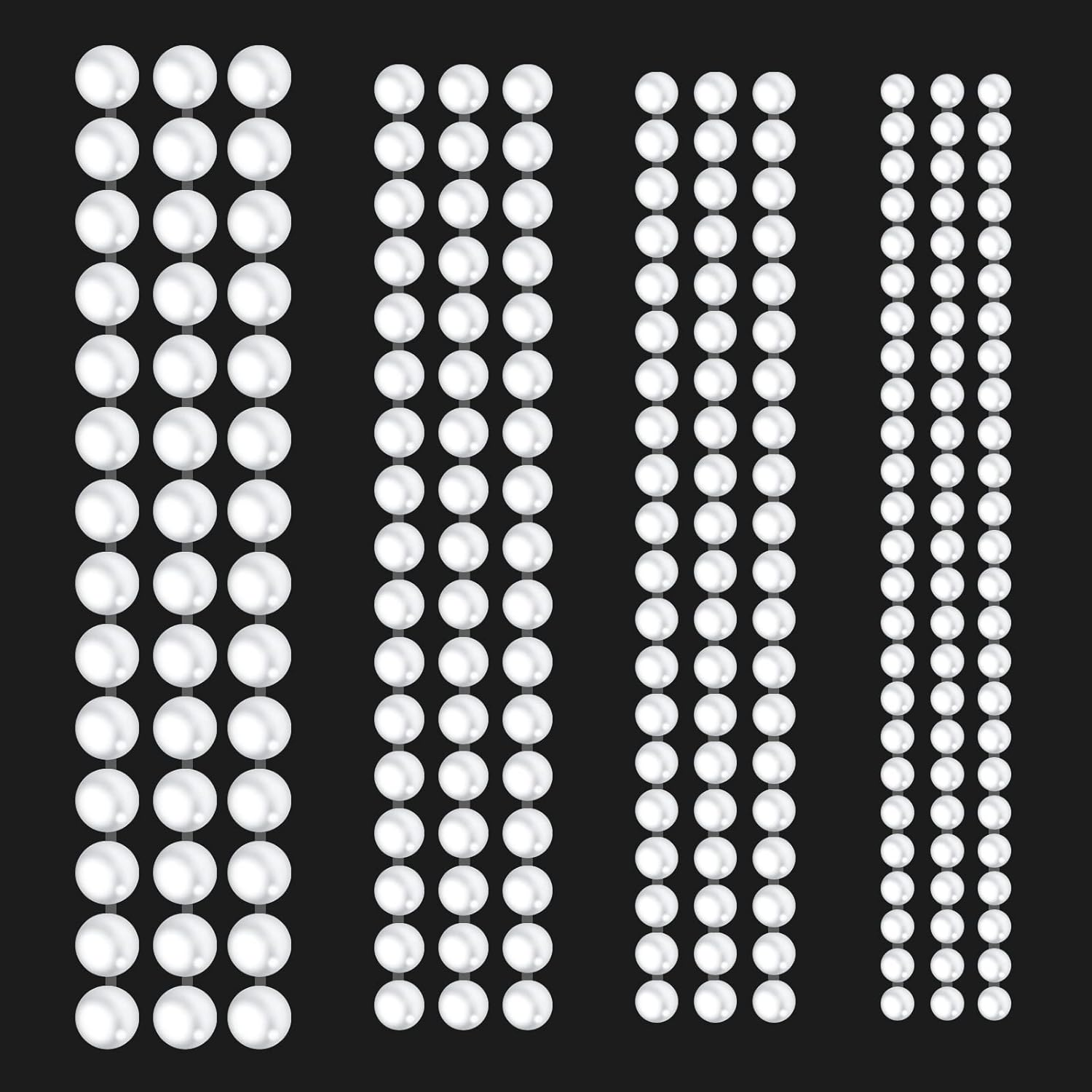 SAVITA 2800 Pieces Pearl Stickers, 3 Mm/4 Mm/5 Mm/6 Mm Beauty Flatback Beads Self Adhesive Hair for Makeup Crafts Face Nails Album Decoration (White) image number 2