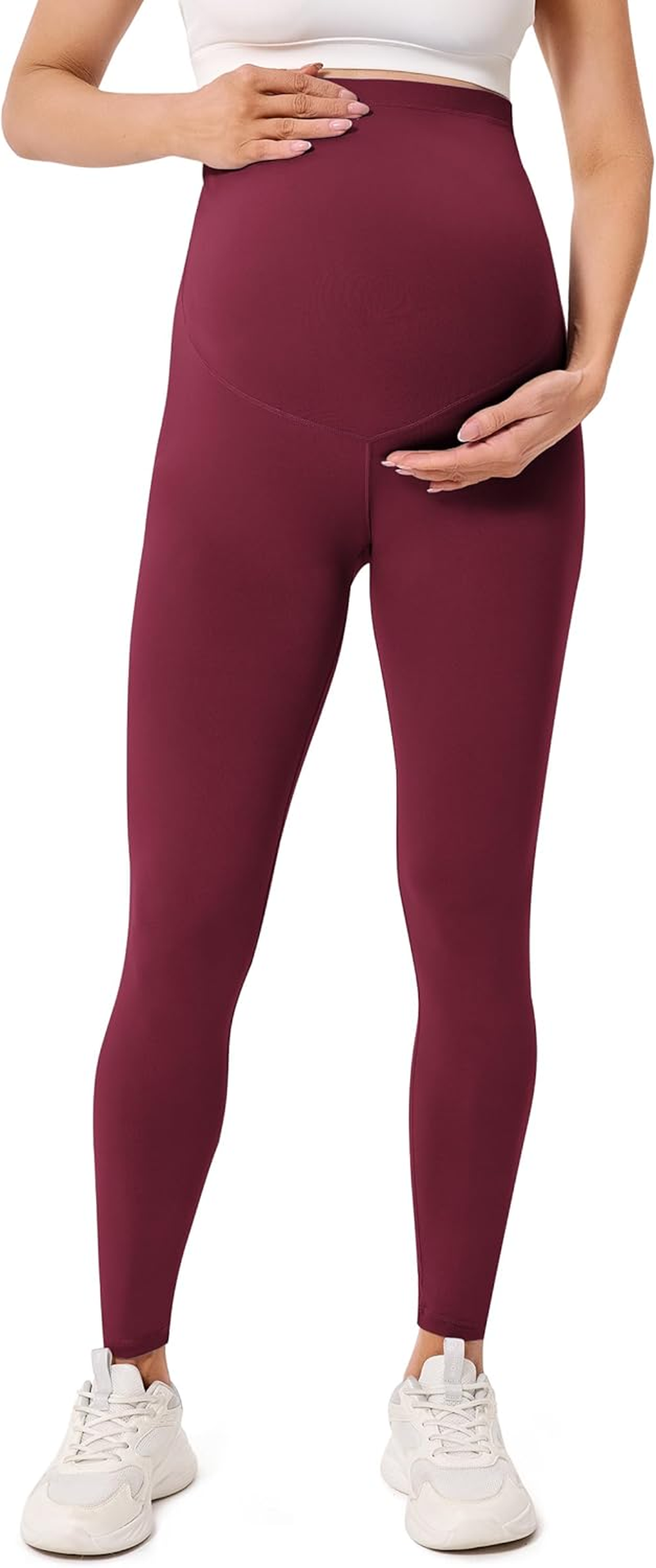BAYDI Creamlush Women'S Pregnancy Leggings with Adjustable Abdominal Support, Soft High Waist Maternity Leggings, Opaque Maternity Trousers, Comfortable for Yoga, Leisure, Pyjamas, 1 Pack - Burgundy image number 3
