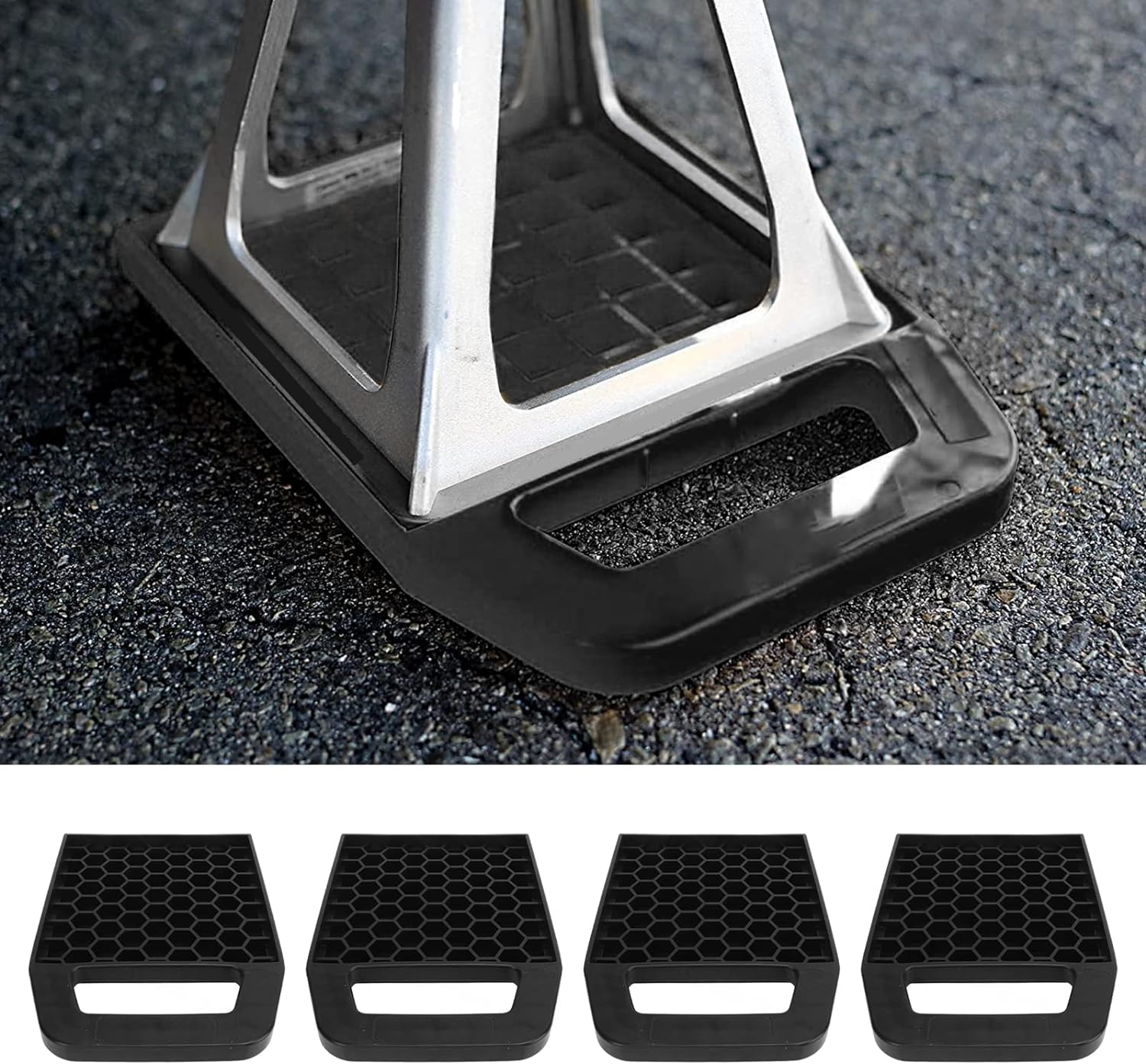 4 Pack RV Jack Pads, Camper Jack Pads Thick RV Leveling Blocks, Stabilizer Jack Pads for Travel Trailers RV Camper, Prevents Sinking and Aids in Stabilizing, 5.6 X 5.6 Inch (Black)