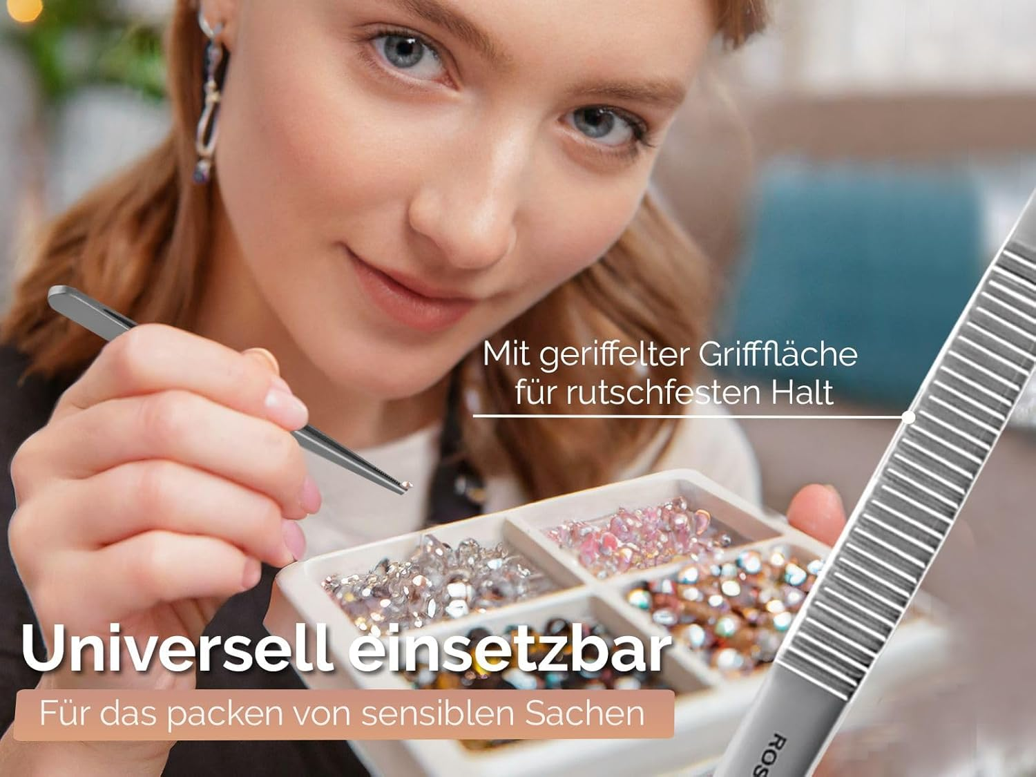 Straight Tweezers 12.5 Cm with Inner Teeth Made of Stainless Steel