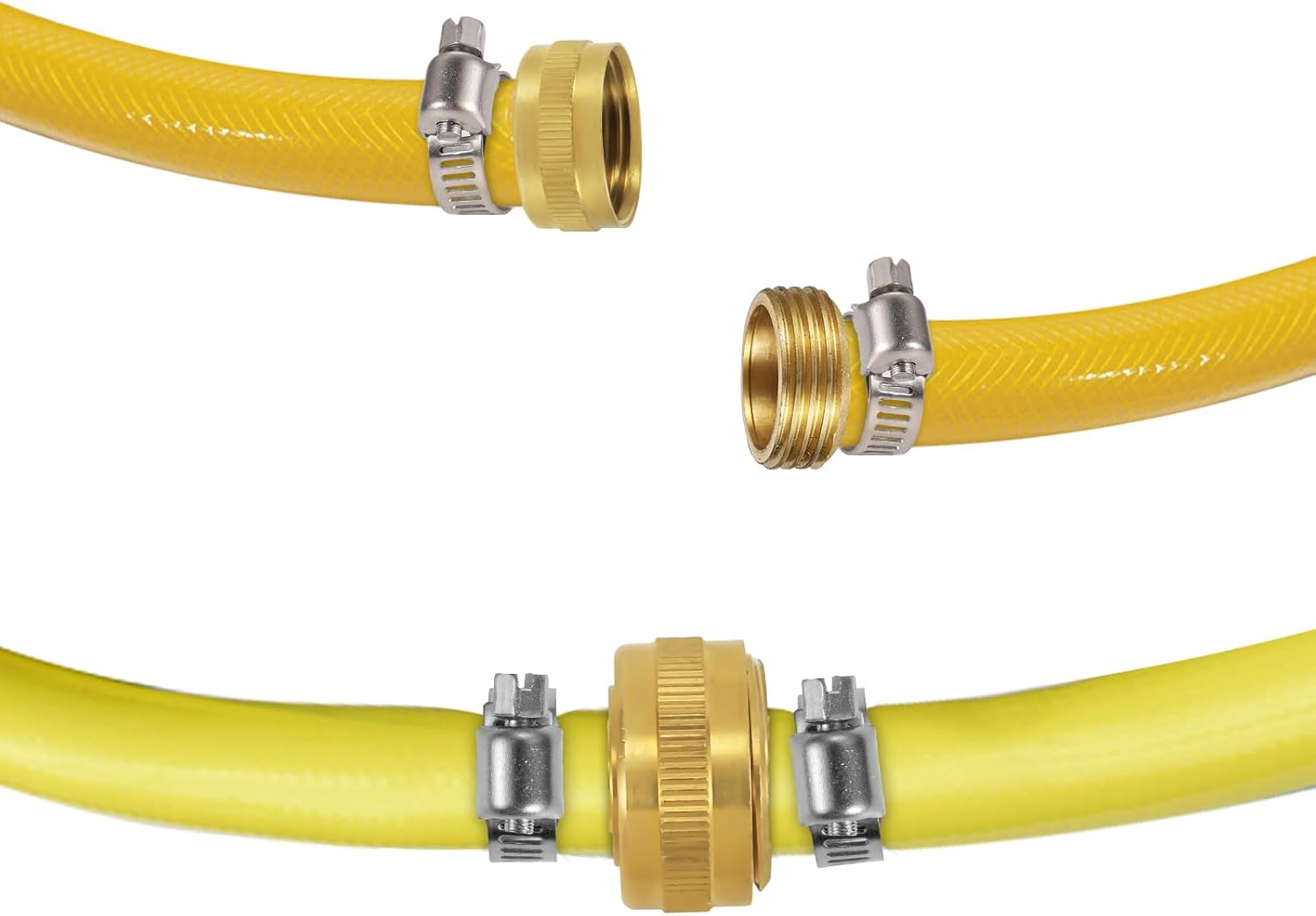 PEUTIER 4 Sets 1/2 Inch Garden Hose Repair Kits, Brass Water Hose Mender Male and Female Hose Connectors with Clamp and Washer Water Hose End Replacement for Garden Water Hose Fitting (Style 3) image number 2
