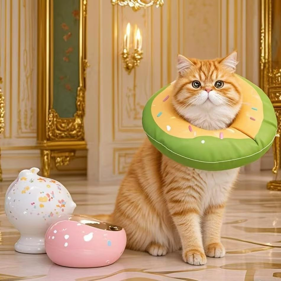 Cat and Small Dog Cone Waterproof, Collar Adjustable Neck Cone after Surgery Recovery Collar Pillow for Small Pets to Stop Licking (Green, L) image number 4