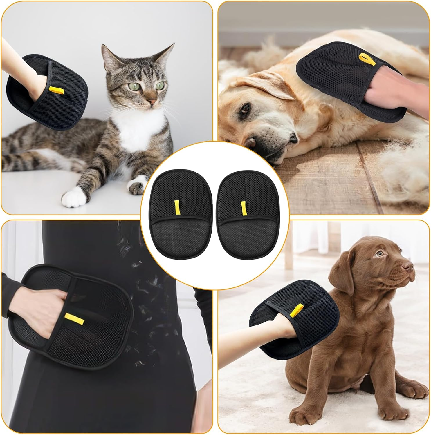 ZZRSYJ Pet Hair Remover Glove, Pack of 2 Pet Hair Removal Glove, Fur Magnet Glove, Cat Gloves Fur Care, Glove for Removing Cat Hair for Clothes, Sofas, Beds image number 3