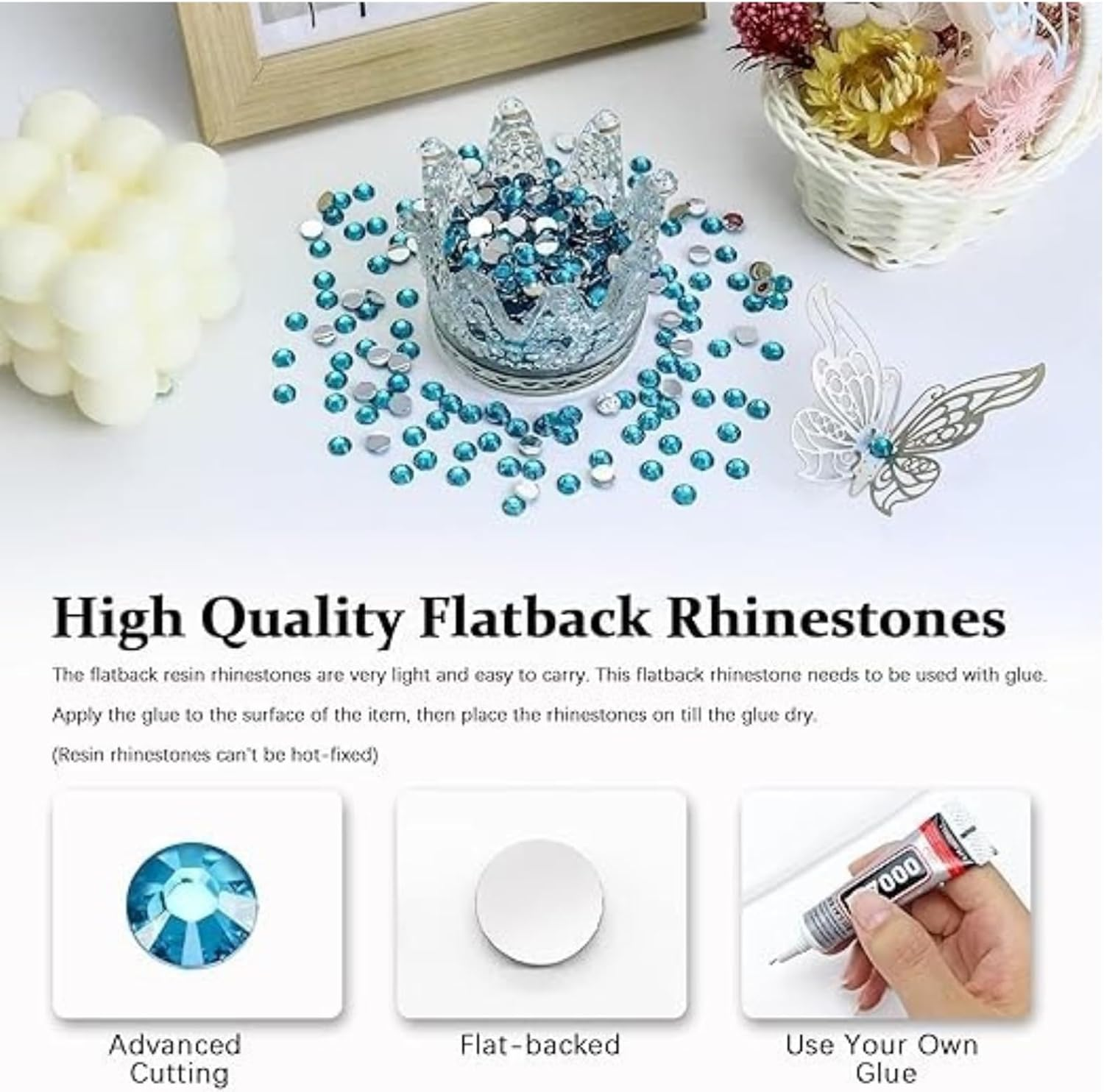 AUDWUD Flatback Crystal Rhinestone, round Glass Gems Stones for Clothing,For Nails, Tumblers, Mugs, Craft Decoration, Loose Bling Glitter Diamond Stone,Hats Shoes,Diy Nail Art,Makeup Decoration image number 3