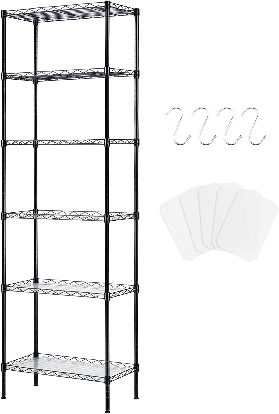 6-Tier Storage Shelves Standing Shelving Metal Units, Adjustable Height Wire Shelf Display Rack for Pantry Laundry Bathroom Kitchen (White)