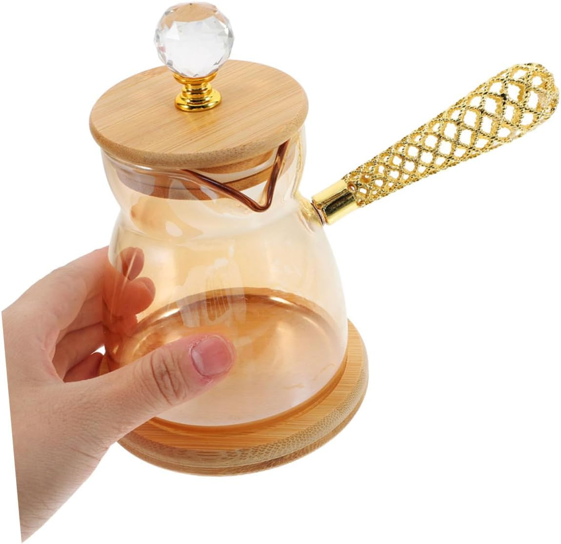 INOOMP 2Pcs Glass Turkish Coffee Maker Pot Side Handle Glass Teapot Small Milk Kettle for Home Kitchen Brew Tea image number 4