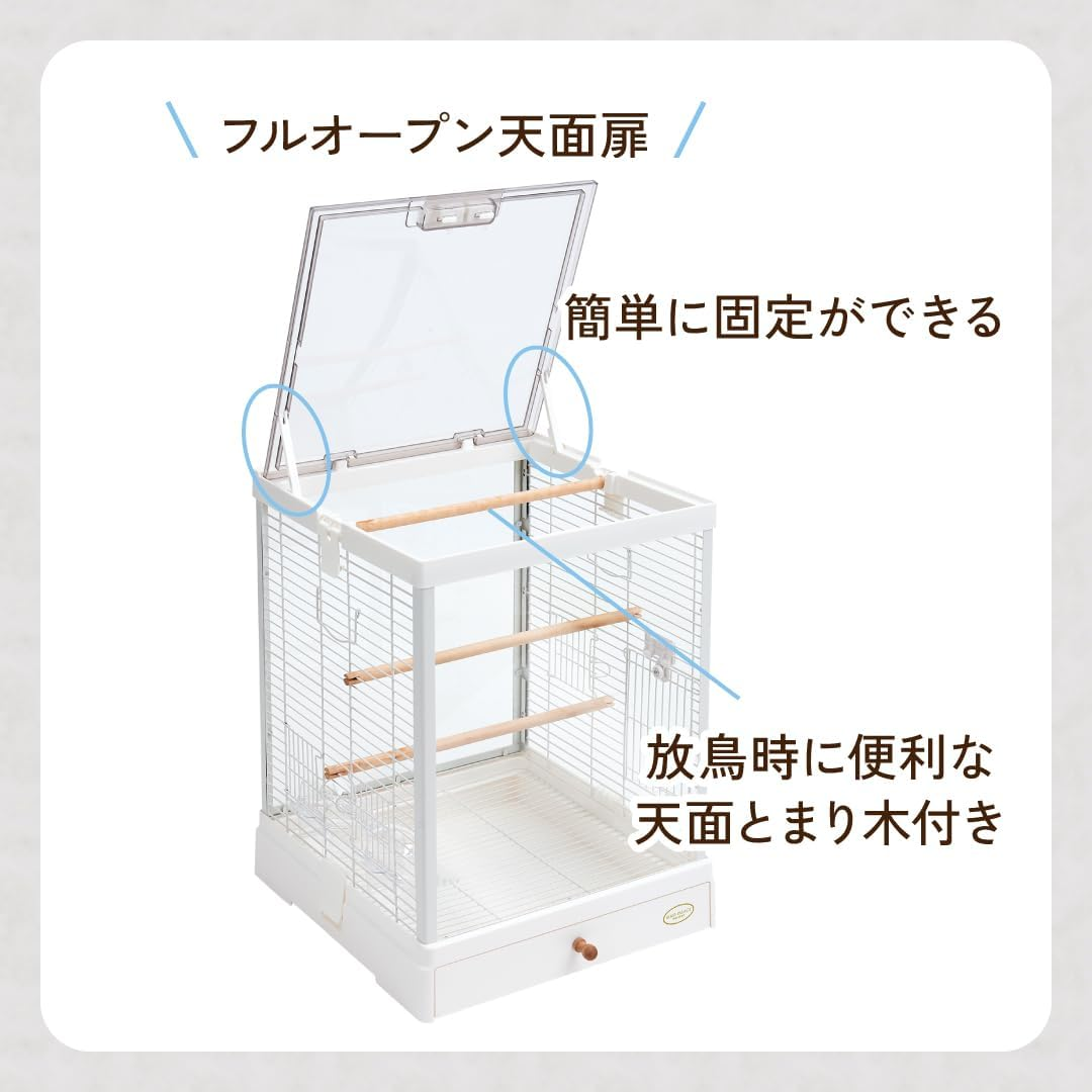 Minimal Land Bird Palace Clear Screen, 40 W, White, Clear View Tempered Glass, Easy to Clean, Easy to Assemble, Wide Approx. 15.7 Inches (40 Cm), for Birds image number 3