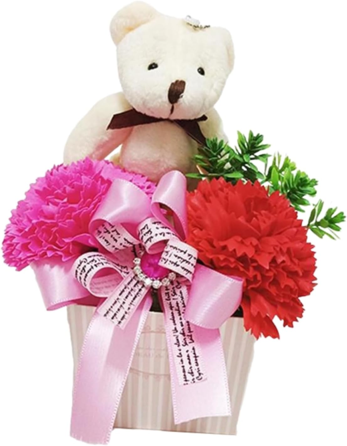 Q-FLA 799679 Soap Flower Bath Bare Arrangement, Carnation, Pink, Gift