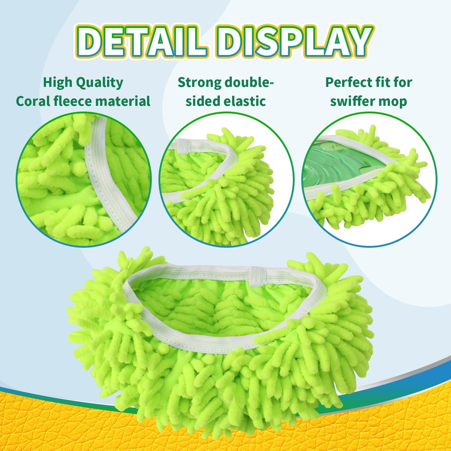 Reusable Mop Pads Compatible with Swiffer Sweeper Mop, Wet and Dry Flat Swiffer Mop Pads Cover, 2 Pack Washable Swiffer Pads for Surface/Hardwood Floor Cleaning (Mop Is Not Included) image number 3