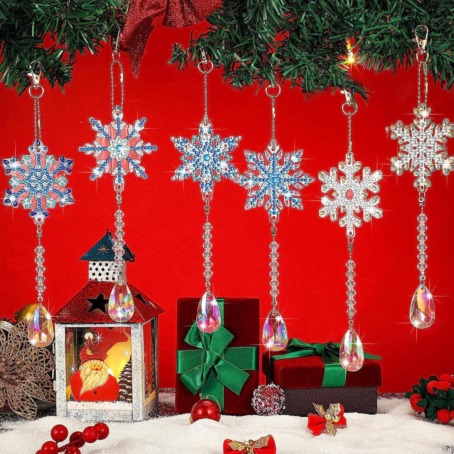 Xutong 6Pcs DIY Modern/Trendy Diamond Art Wind Chimes, Multicolored Acrylic Plastic Cardboard, Hanging, Perfect for Christmas, New Year, DIY Craft image number 2