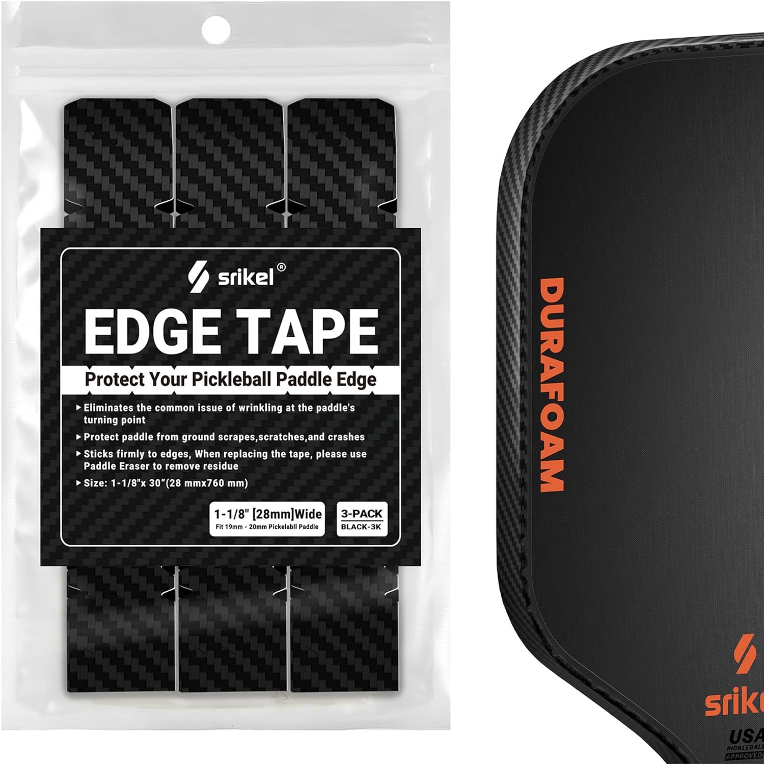 Pickleball Edge Guard Tape &ndash; Pickle Ball Paddle Edge Protection Tape 3 Pack,Paddle Head Edge Guard for 12MM to 20MM Rackets,Fits Perfectly Curved Edge,Easy Application,No Wrinkling image number 3