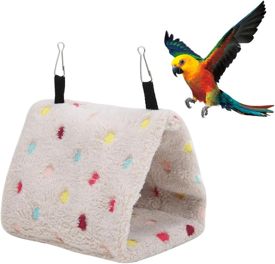Fdit Plush Bird Nest Winter Warm Plush Hamster Hammock Hanging Cave Cage Birds House Hide for Sugar Glider Parrot Budgie Cockatoo (S)