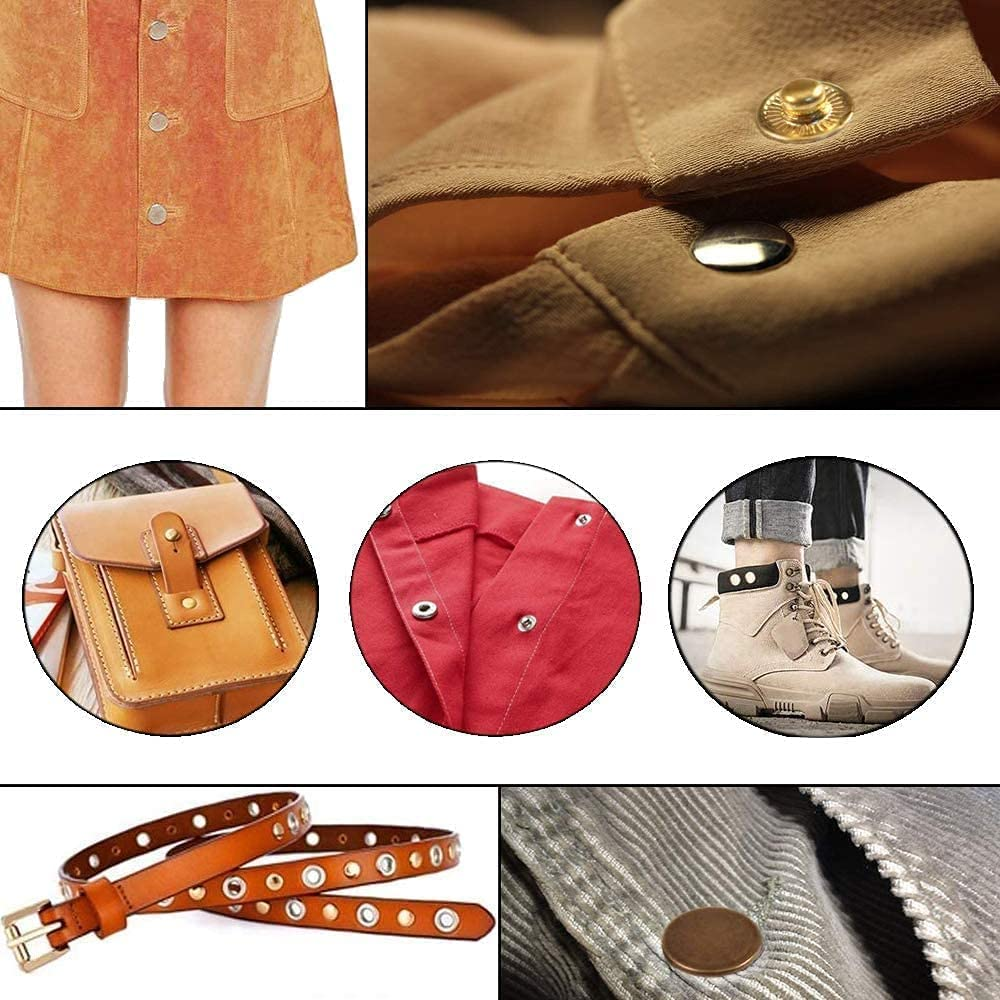 200Pcs Snap Fastener Kit, Betterjonny 15Mm Heavy Duty Canvas Snap Button Stainless Steel Press Stud Cap with 3 Setting Tools for Boat Bag Leather DIY Craft image number 6