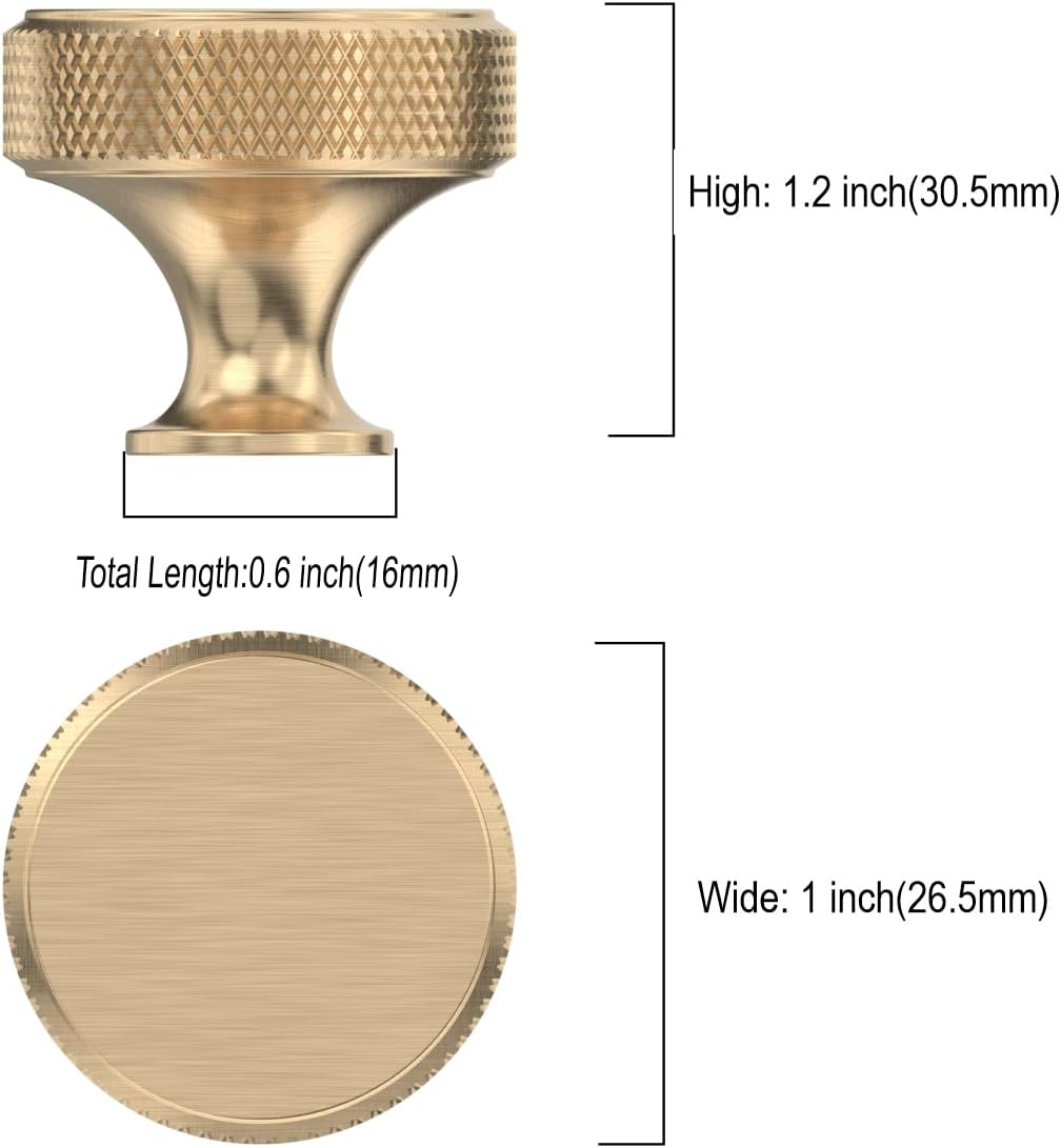 Asidrama 20 Pack Gold Kitchen Cabinet Knobs Knurled Dresser Knobs Drawer Knob Cabinet Hardware Aluminum Knob for Dresser Drawers image number 7