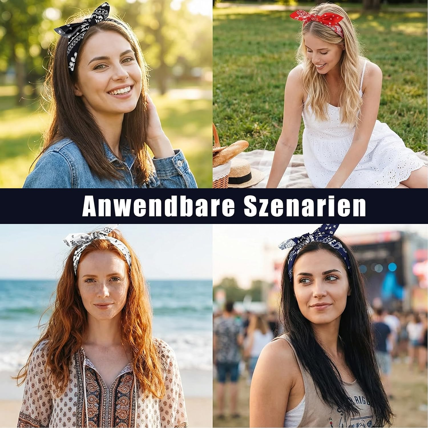 Pack of 4 Rockabilly Wide Headband, Paisley Women'S Vintage Hair Band with Bow, Non-Slip Rockabilly Hair Accessories Headpiece for Girls Women image number 6