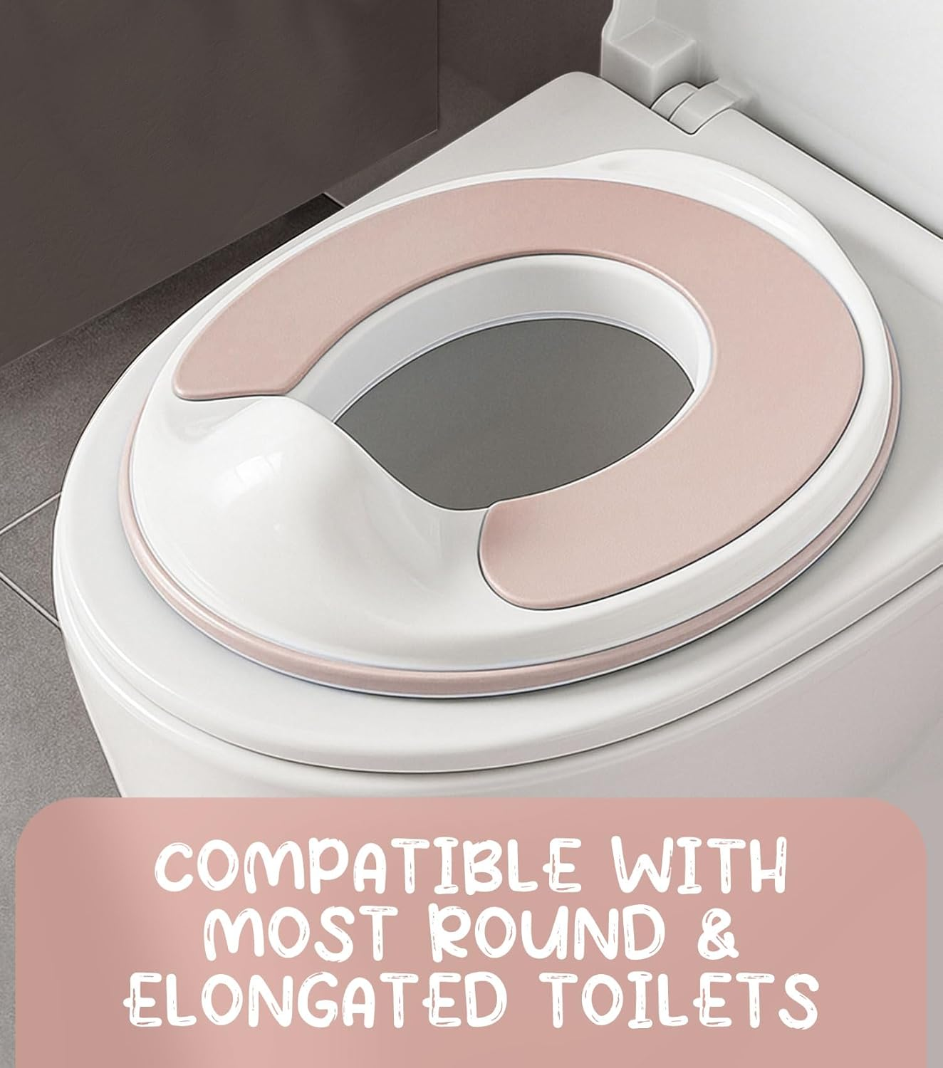 Dawntress Potty Training Toilet Seat - Ultra-Stable Kids Toilet Seat with Soft Cushion, Anti-Slip Portable Potty Training Seat with Splash Guard for Boys Girls, Fits round & Oval Toilets - Pink image number 1