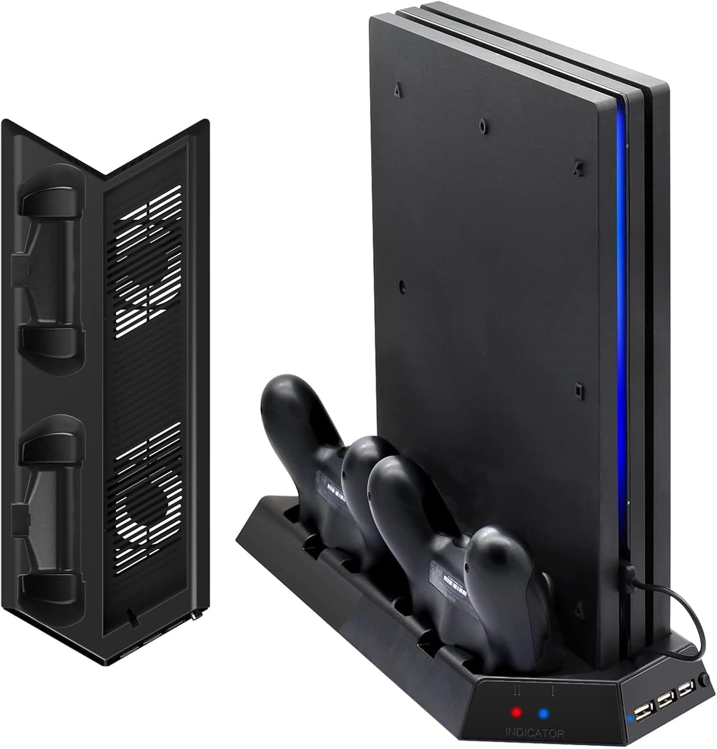 Multifunctional Cooling Dock Charging Station Stand with Cooling Fan for Playstation 4/PS4, Vertical Stand with Dual PS4 Controller Charger Port and Charging Status (PS4) image number 4